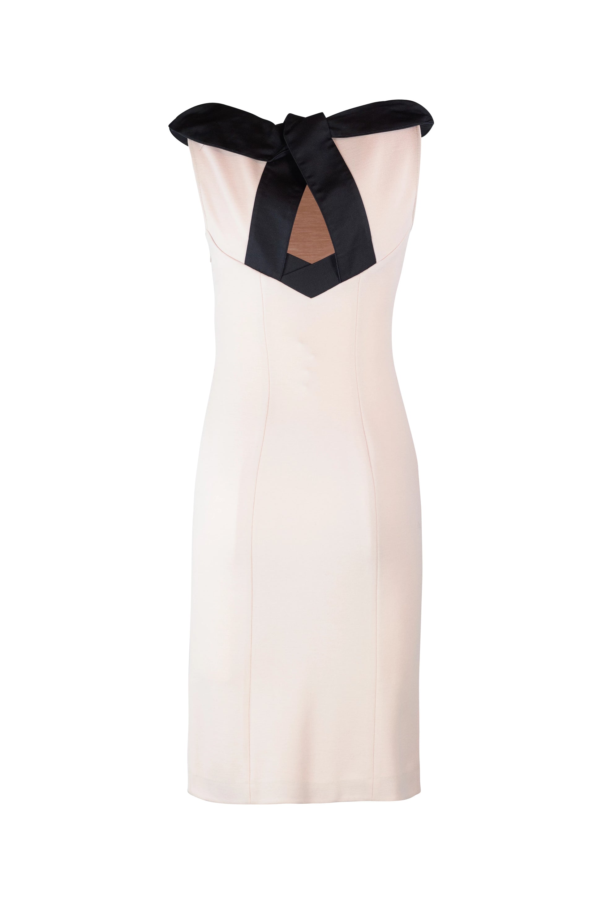 Pale Pink Bodycon Dress with Black Collar