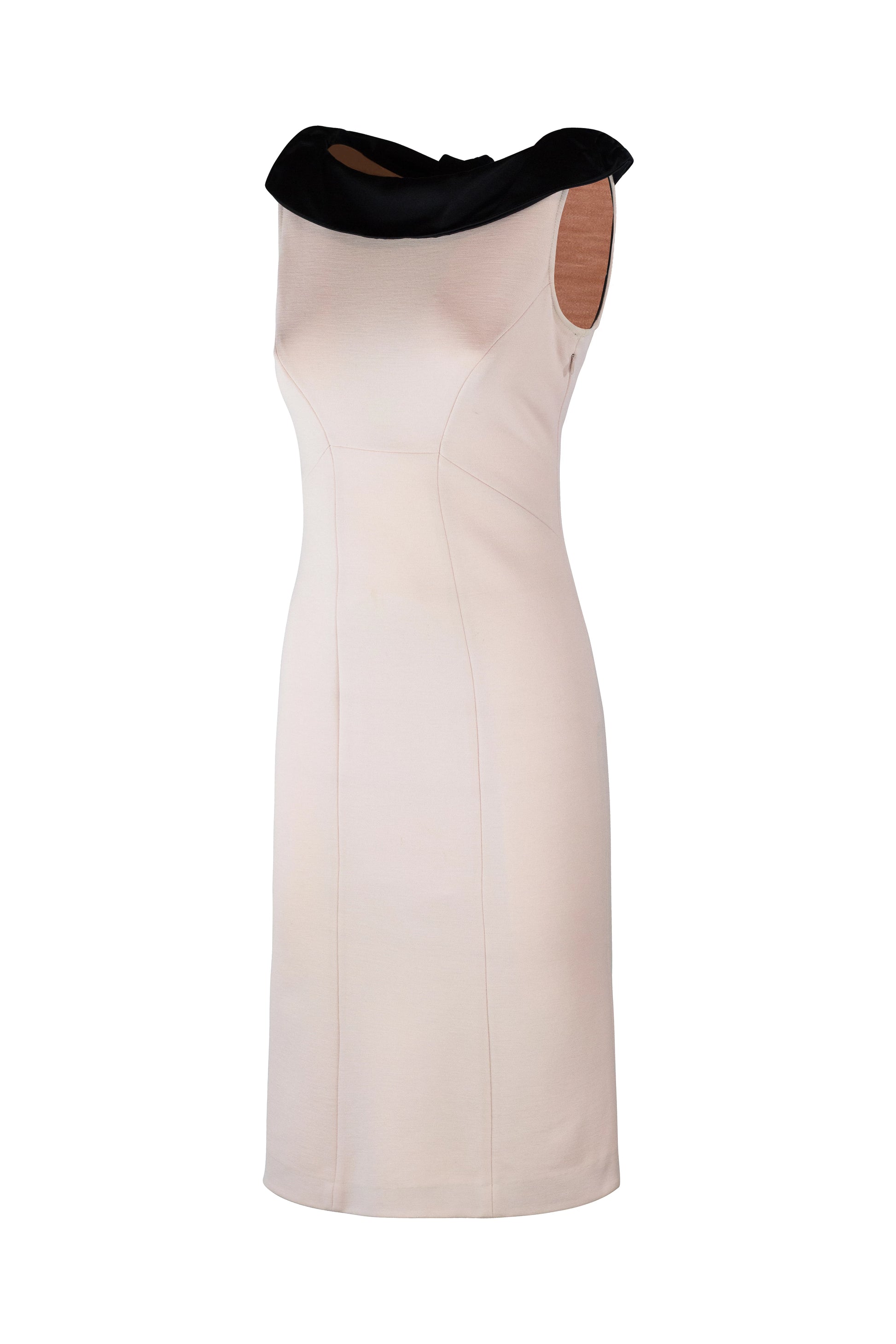 Pale Pink Bodycon Dress with Black Collar