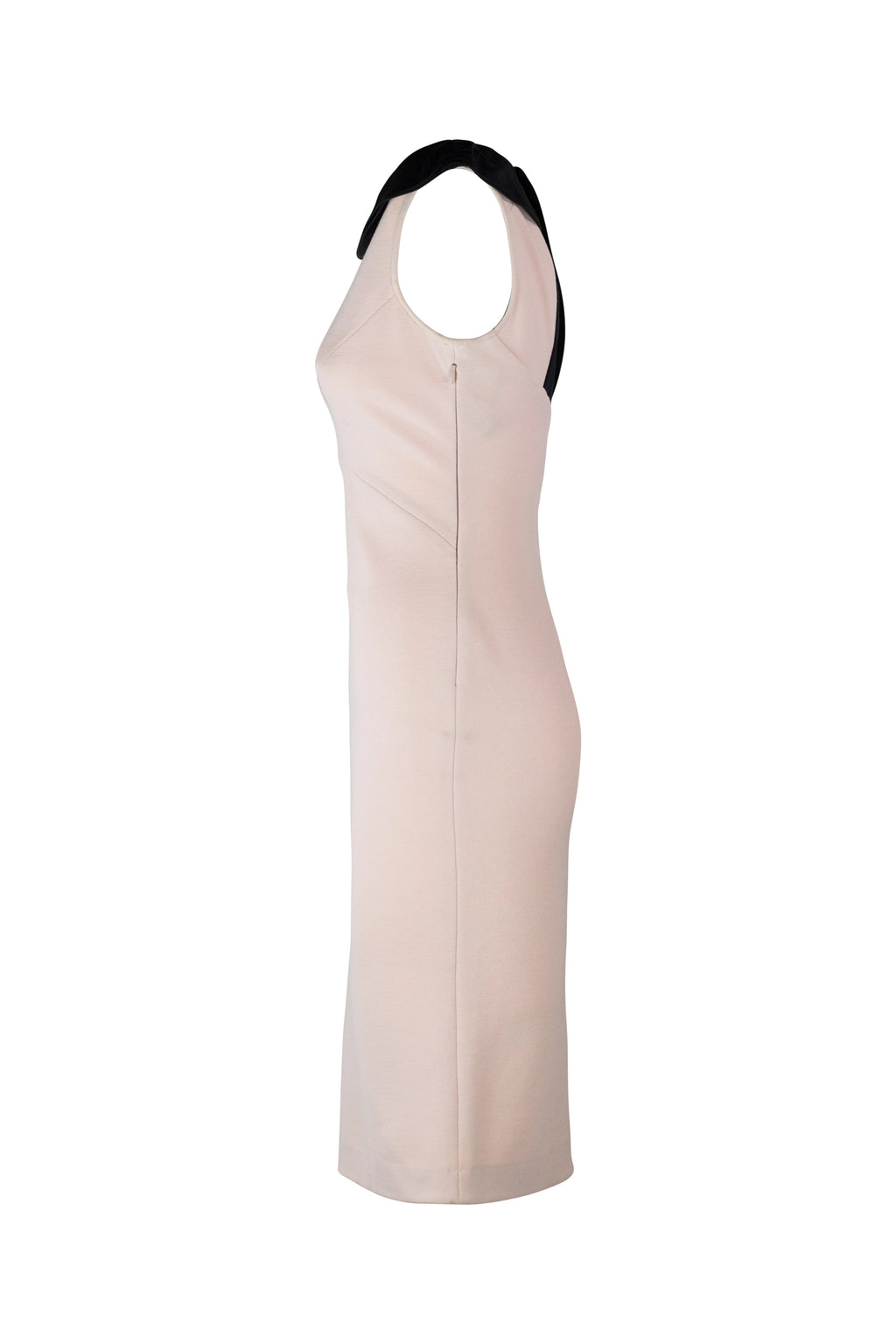 Pale Pink Bodycon Dress with Black Collar
