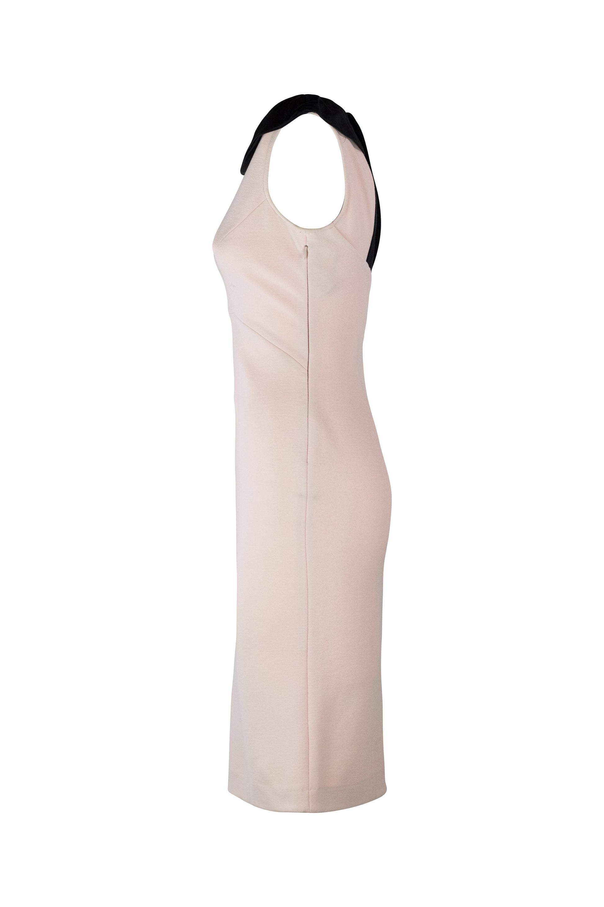 Pale Pink Bodycon Dress with Black Collar