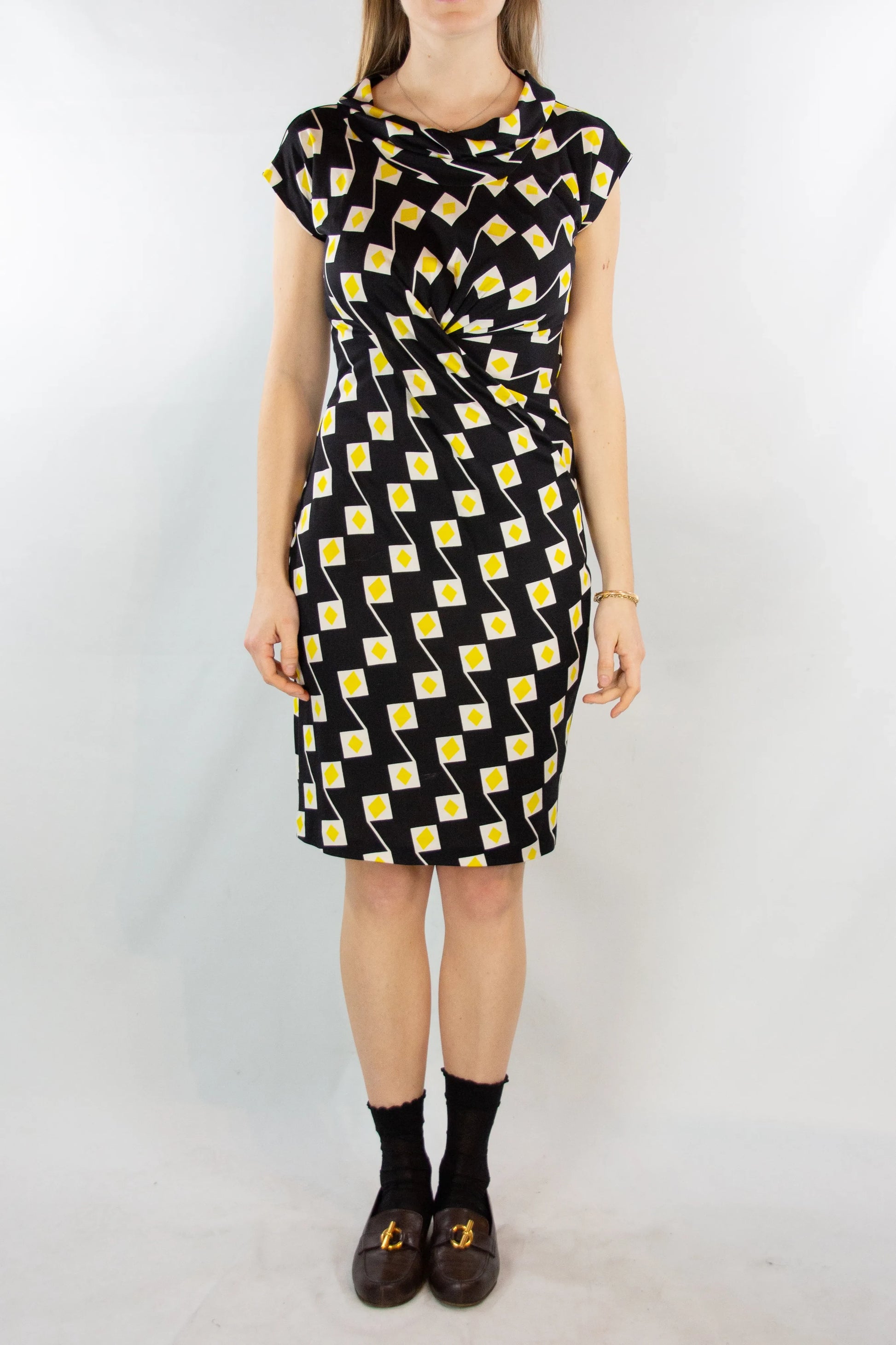 Yellow and black patterned dress