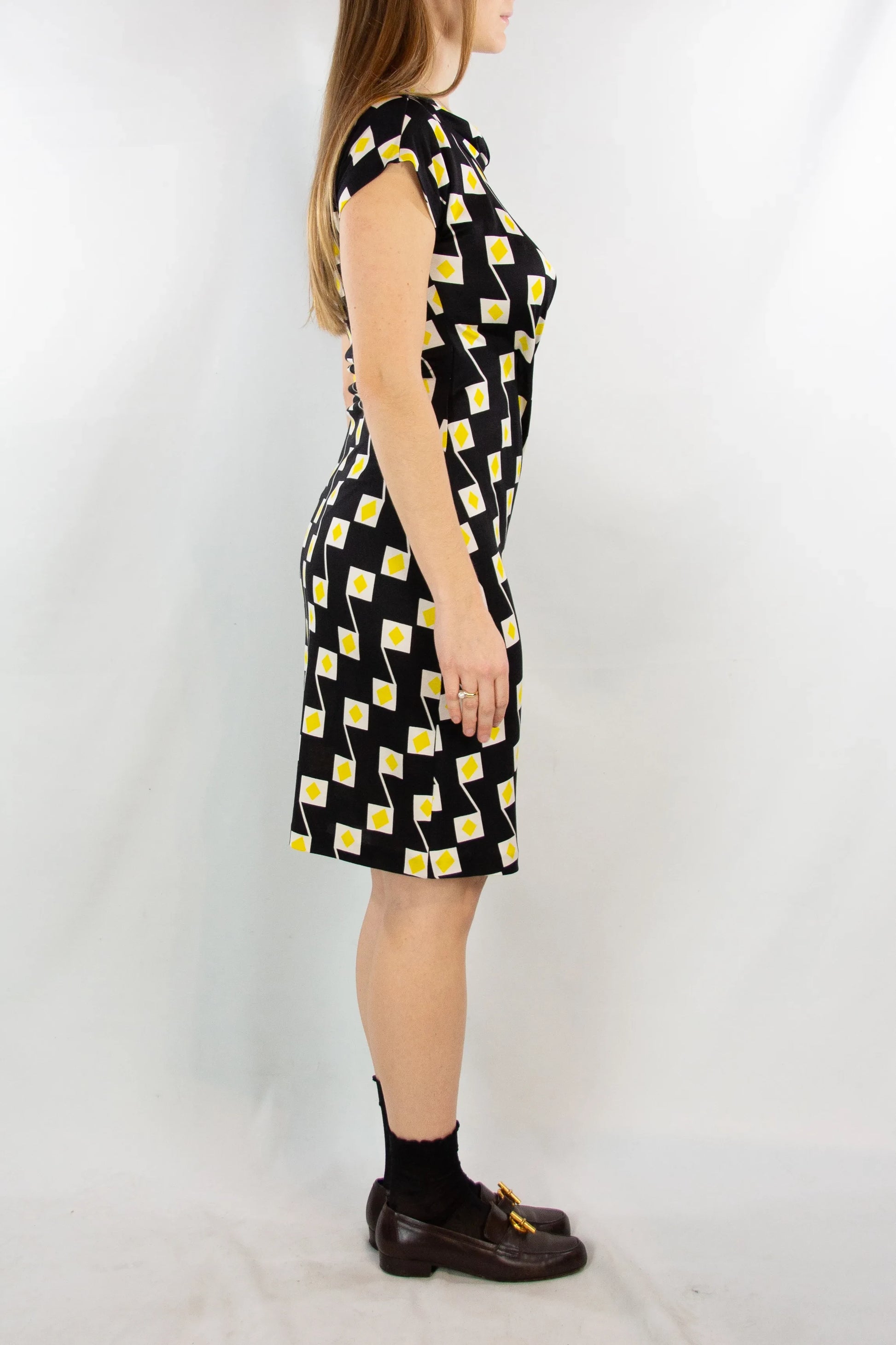 Yellow and black patterned dress