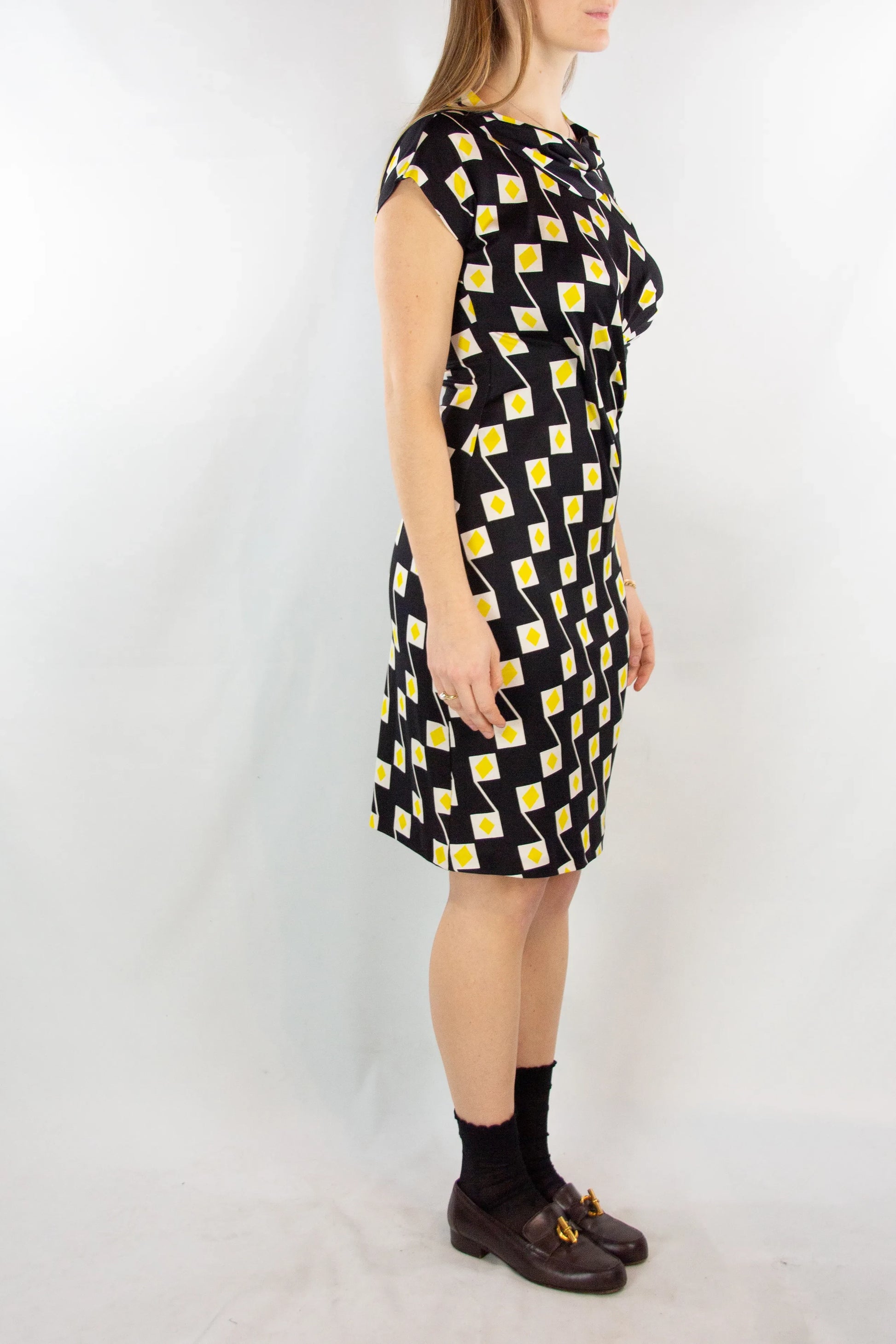 Yellow and black patterned dress