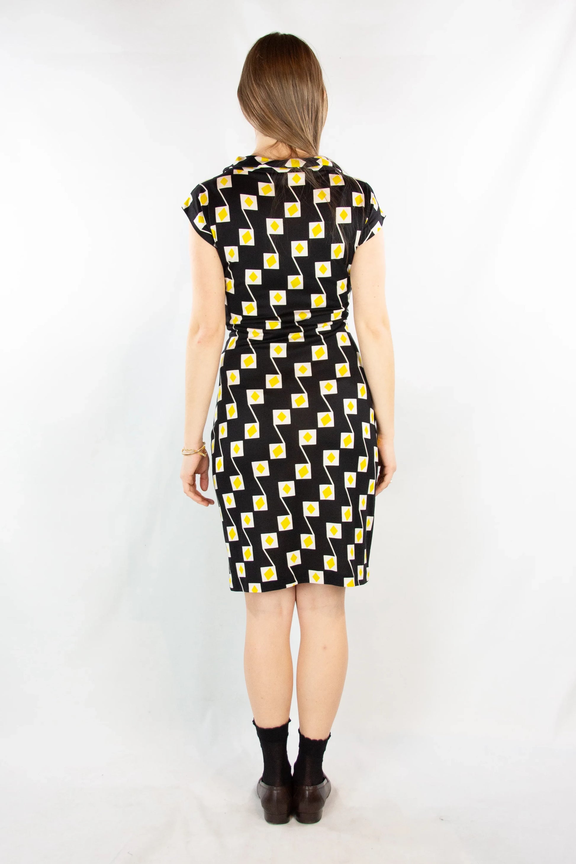 Yellow and black patterned dress