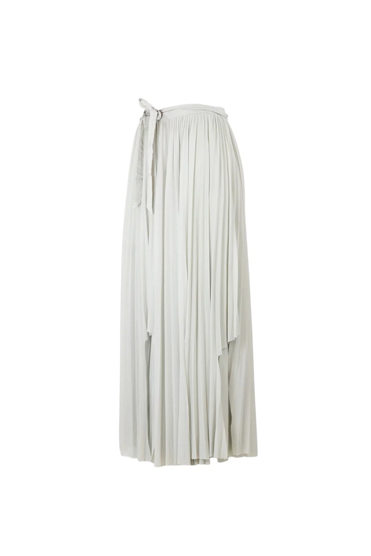 Pleated Midi Skirt with Tie Waist