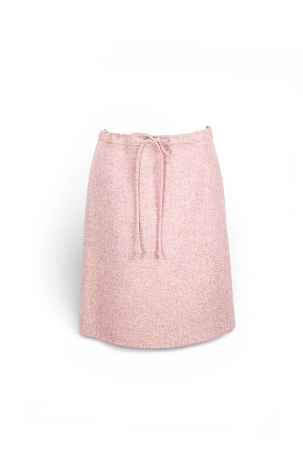 Pink Tweed Trapeze Skirt with Drawstring Waist