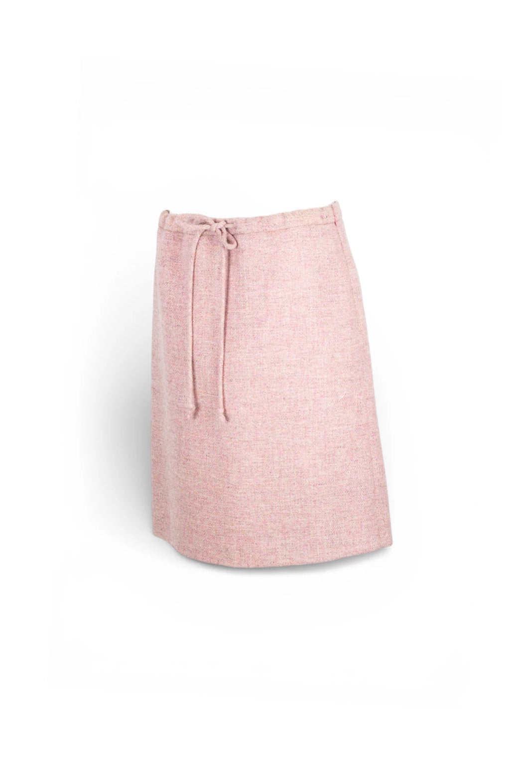 Pink Tweed Trapeze Skirt with Drawstring Waist