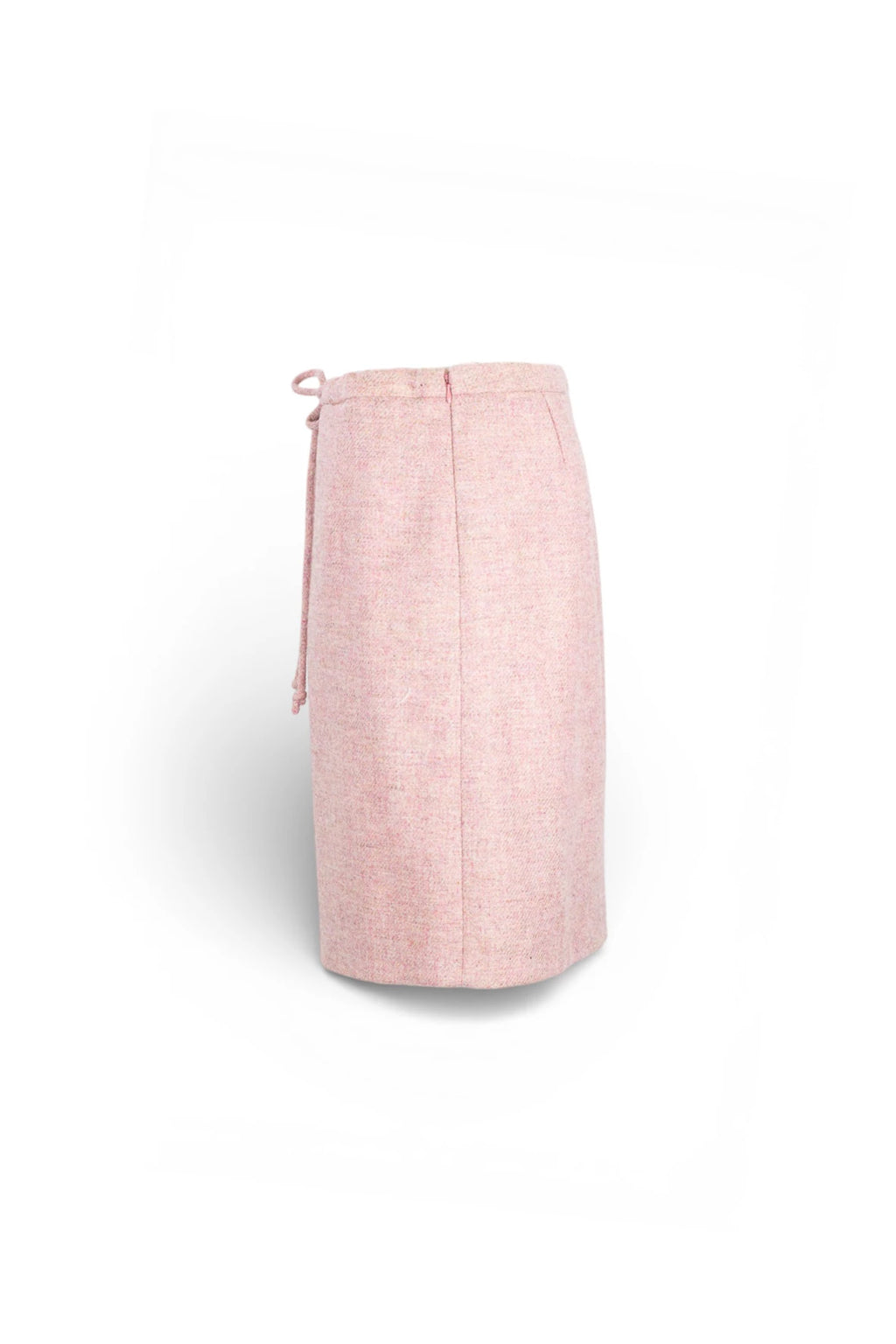 Pink Tweed Trapeze Skirt with Drawstring Waist
