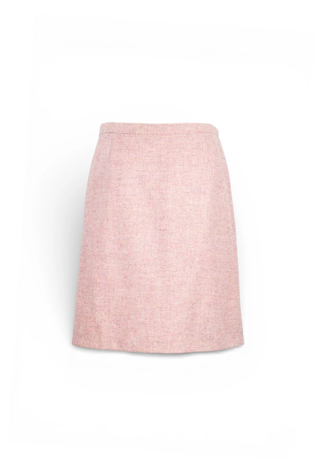 Pink Tweed Trapeze Skirt with Drawstring Waist
