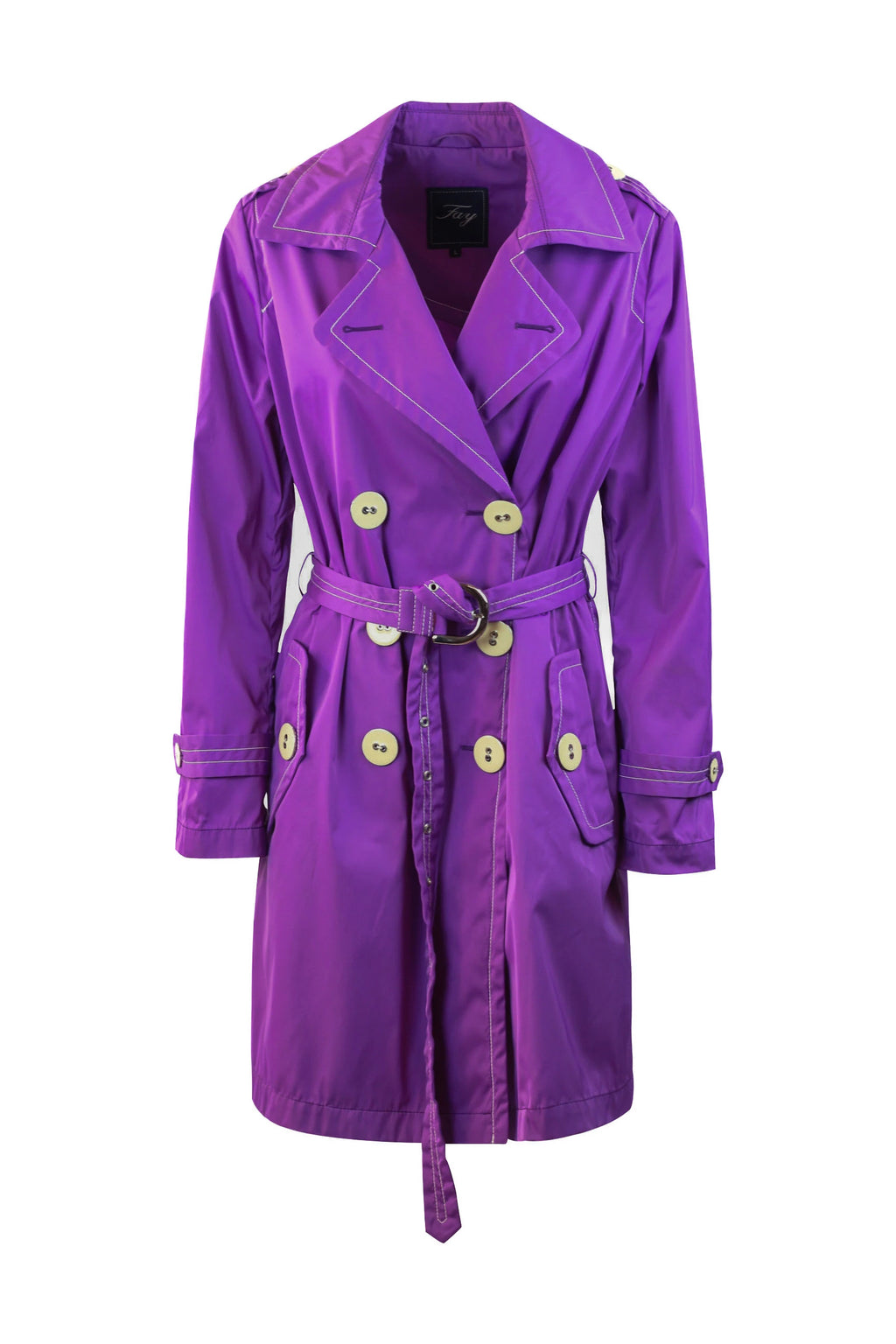 Purple Double-Breasted Trench Raincoat