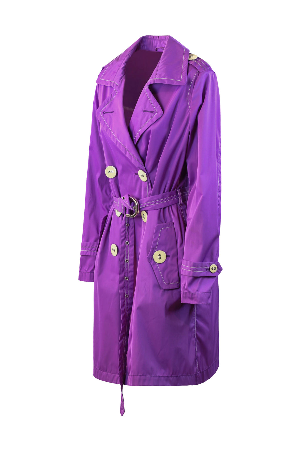 Purple Double-Breasted Trench Raincoat