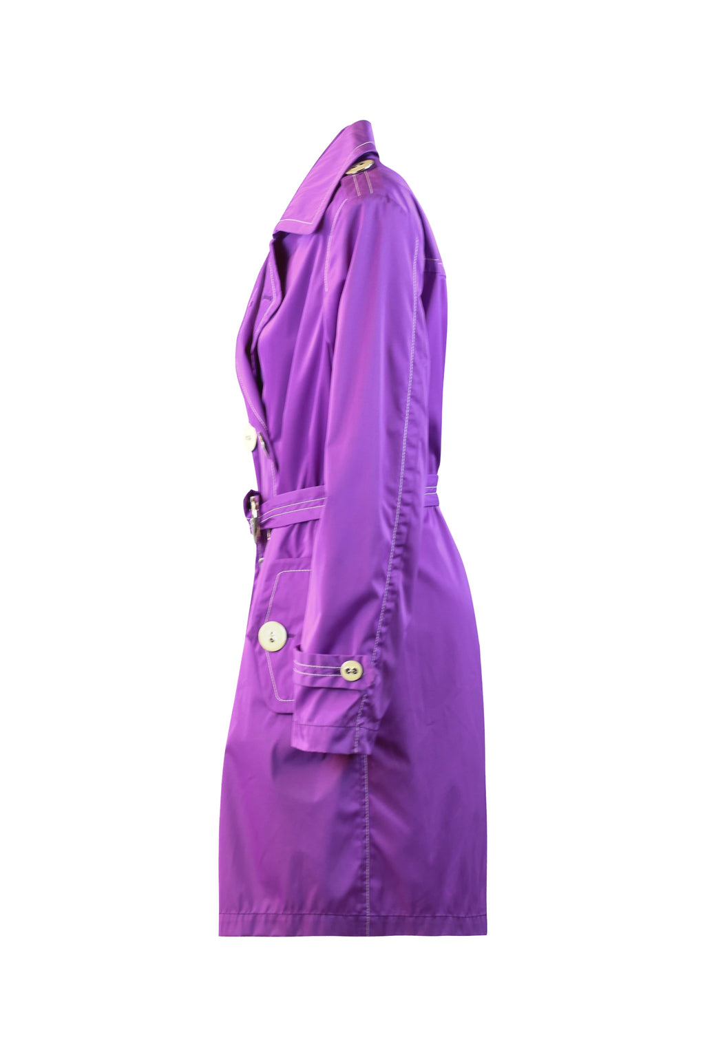Purple Double-Breasted Trench Raincoat