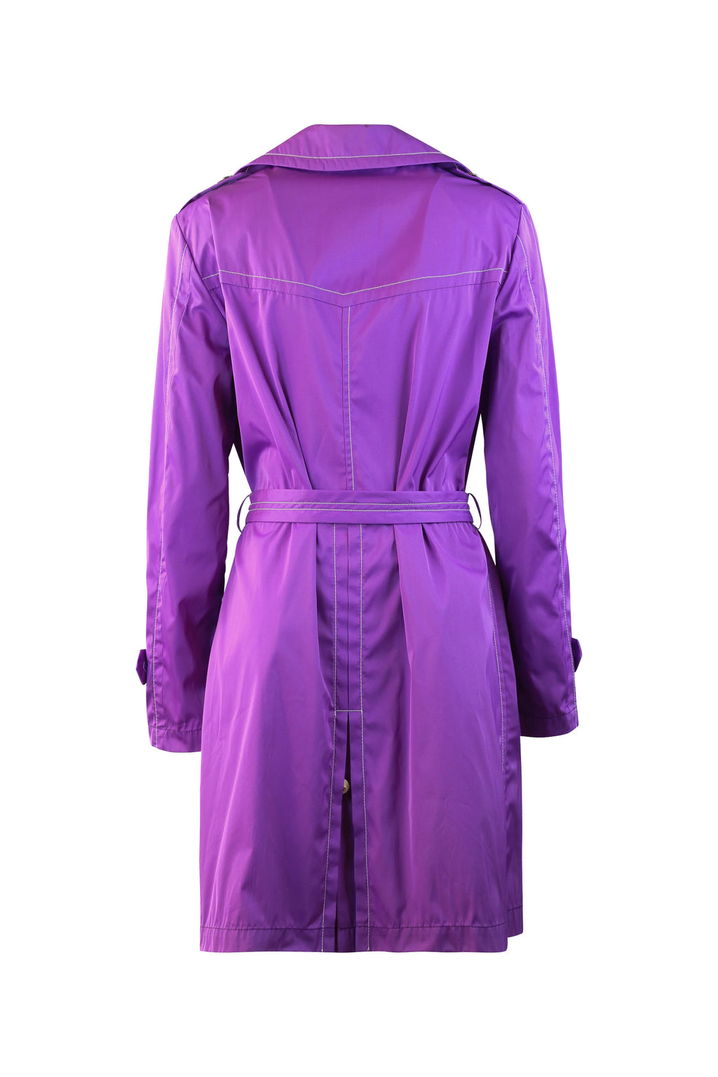 Purple Double-Breasted Trench Raincoat