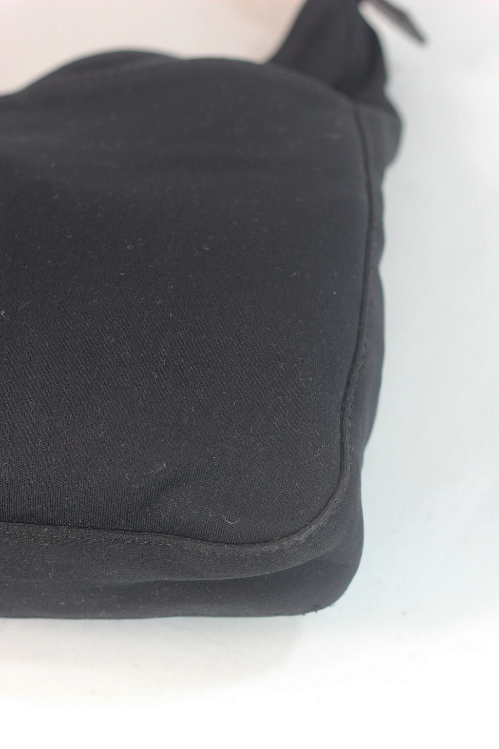 Black Fabric Hobo Baguette Bag