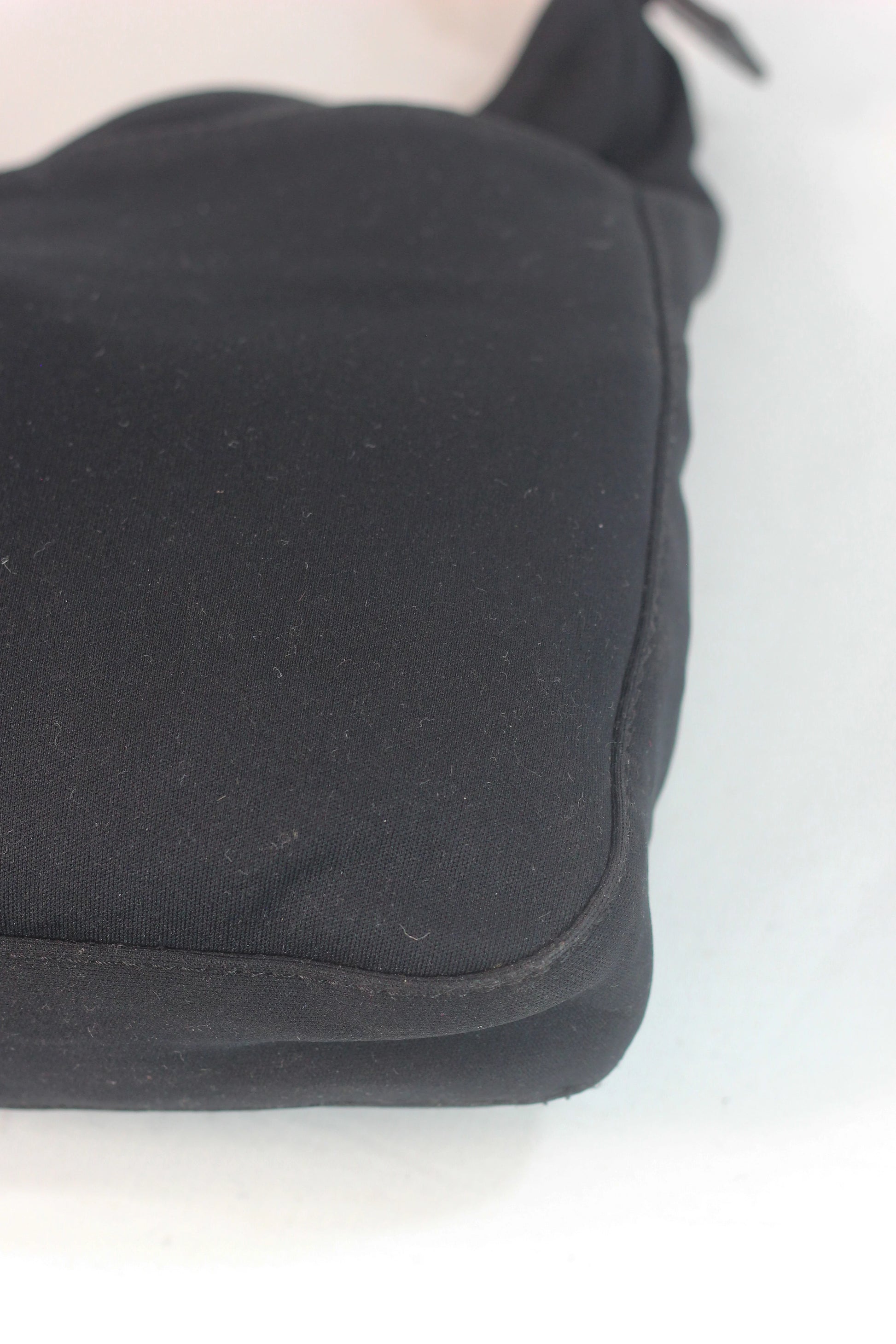 Black Fabric Hobo Baguette Bag