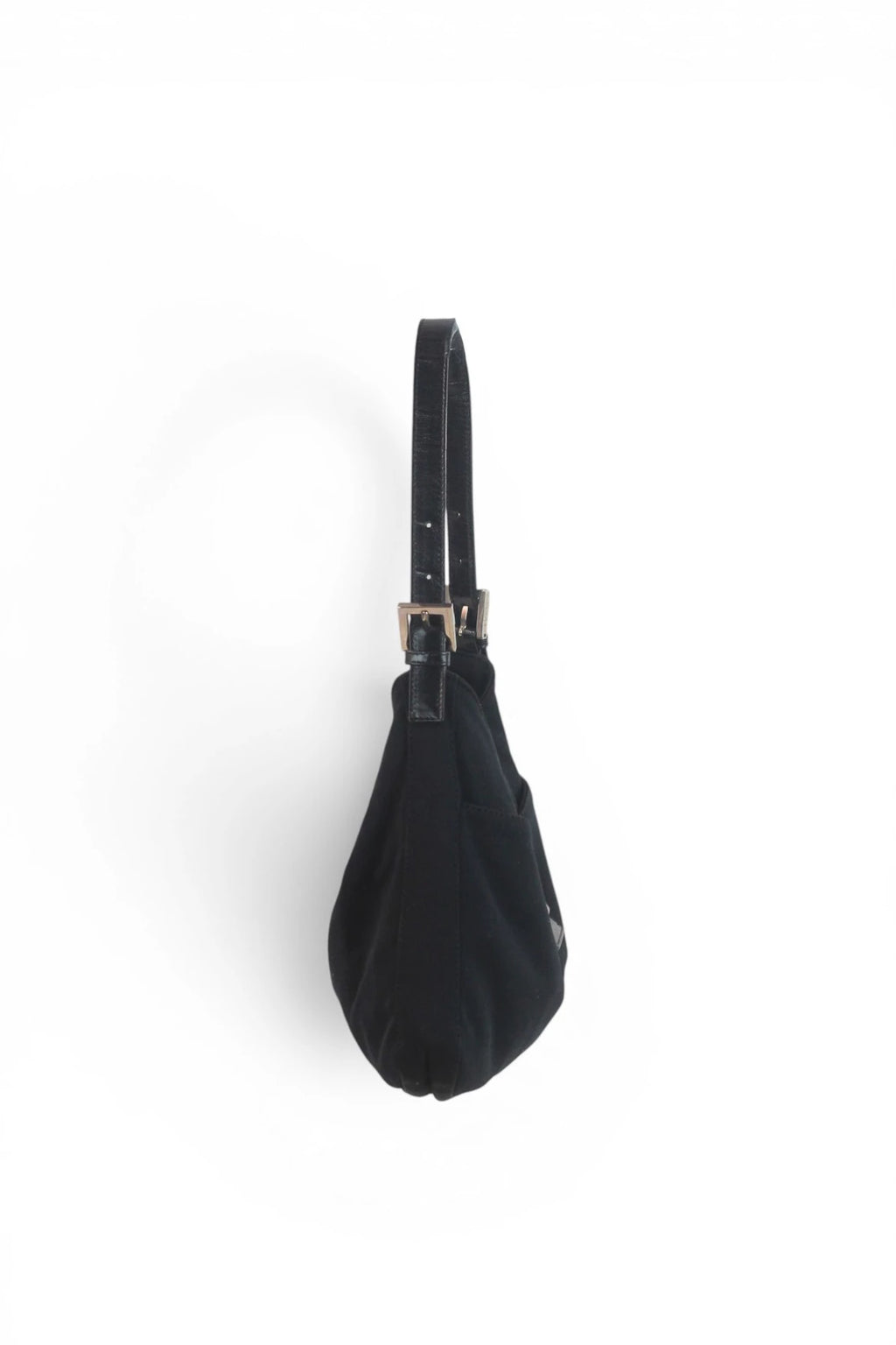 Black Fabric Hobo Baguette Bag