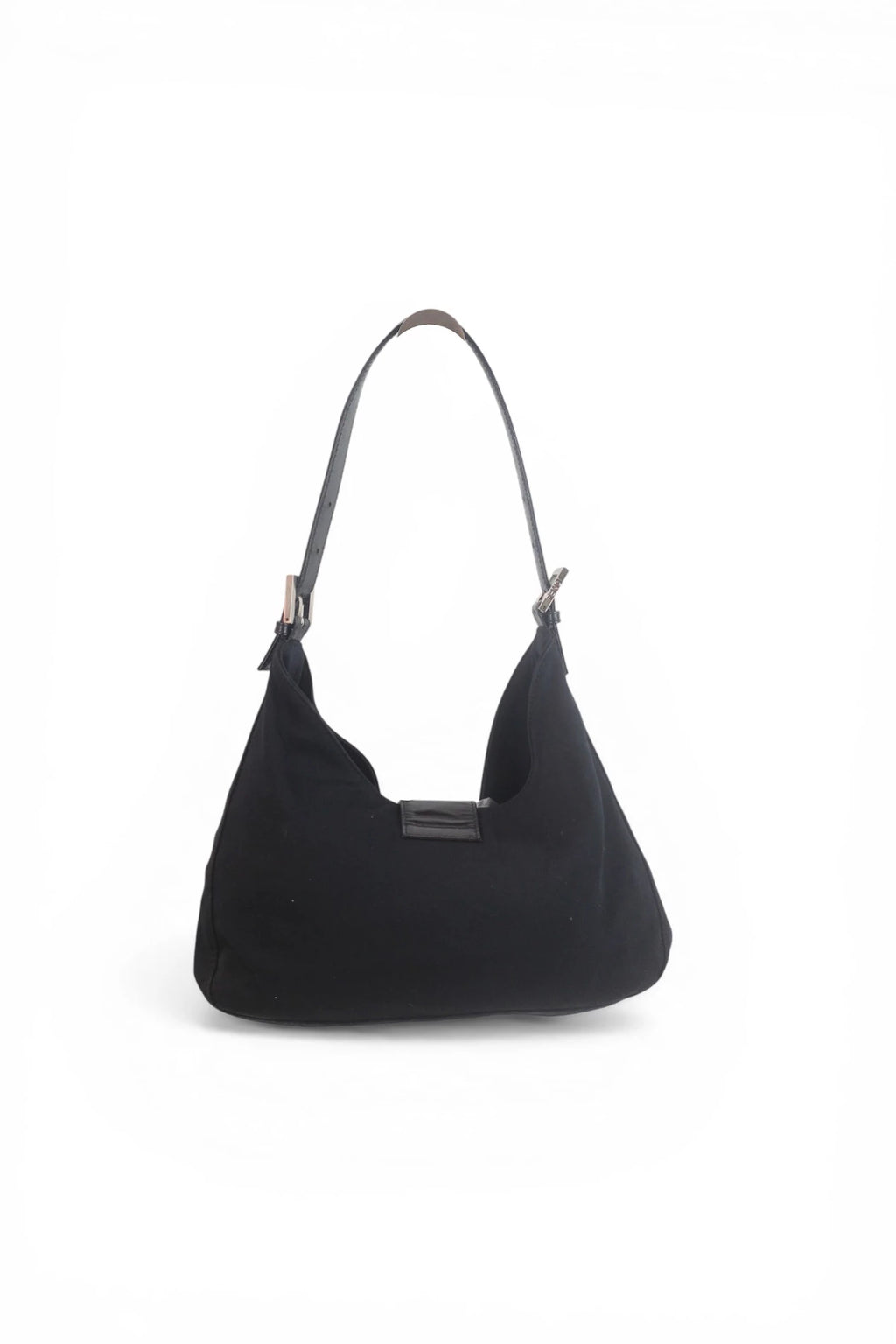Black Fabric Hobo Baguette Bag