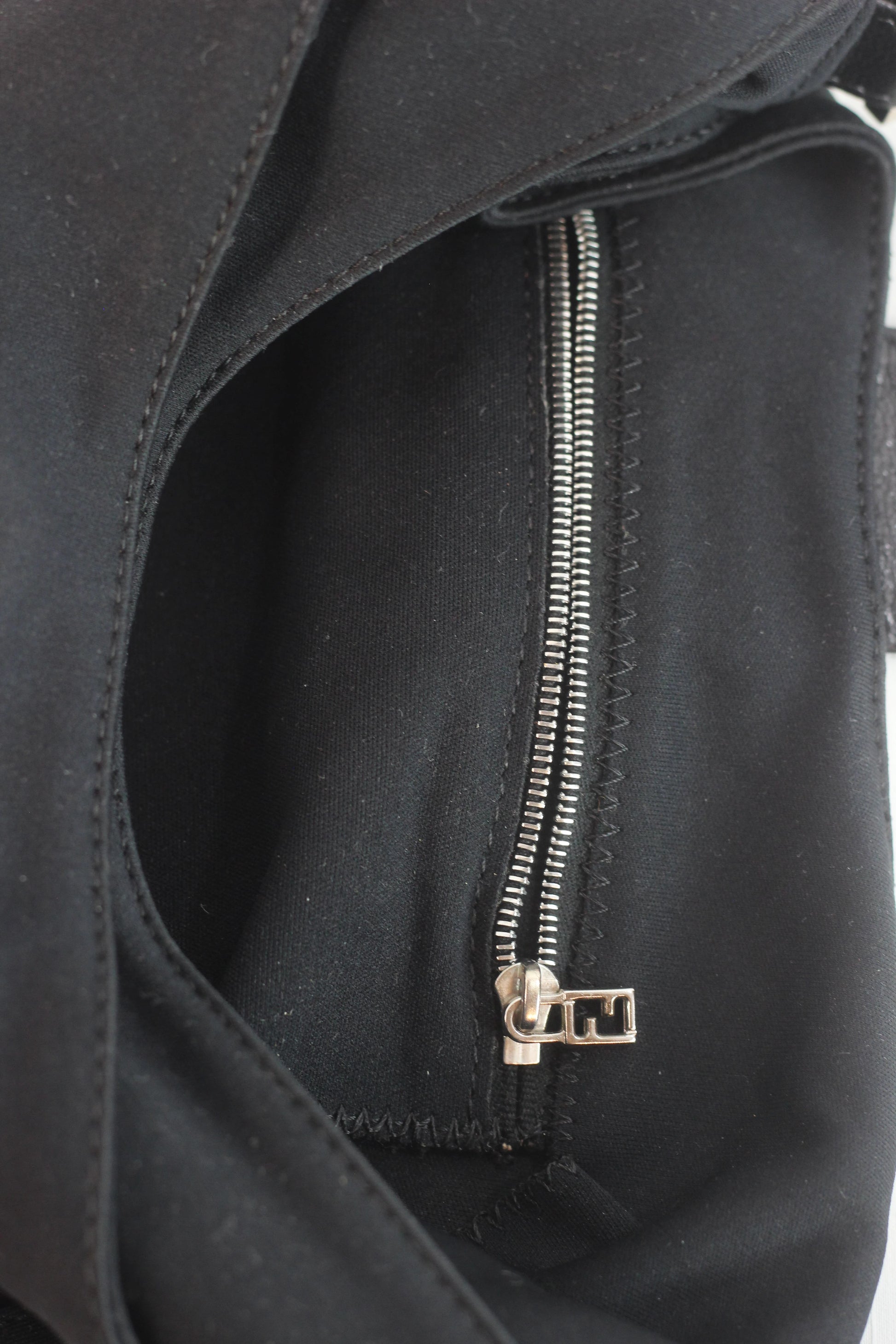 Black Fabric Hobo Baguette Bag
