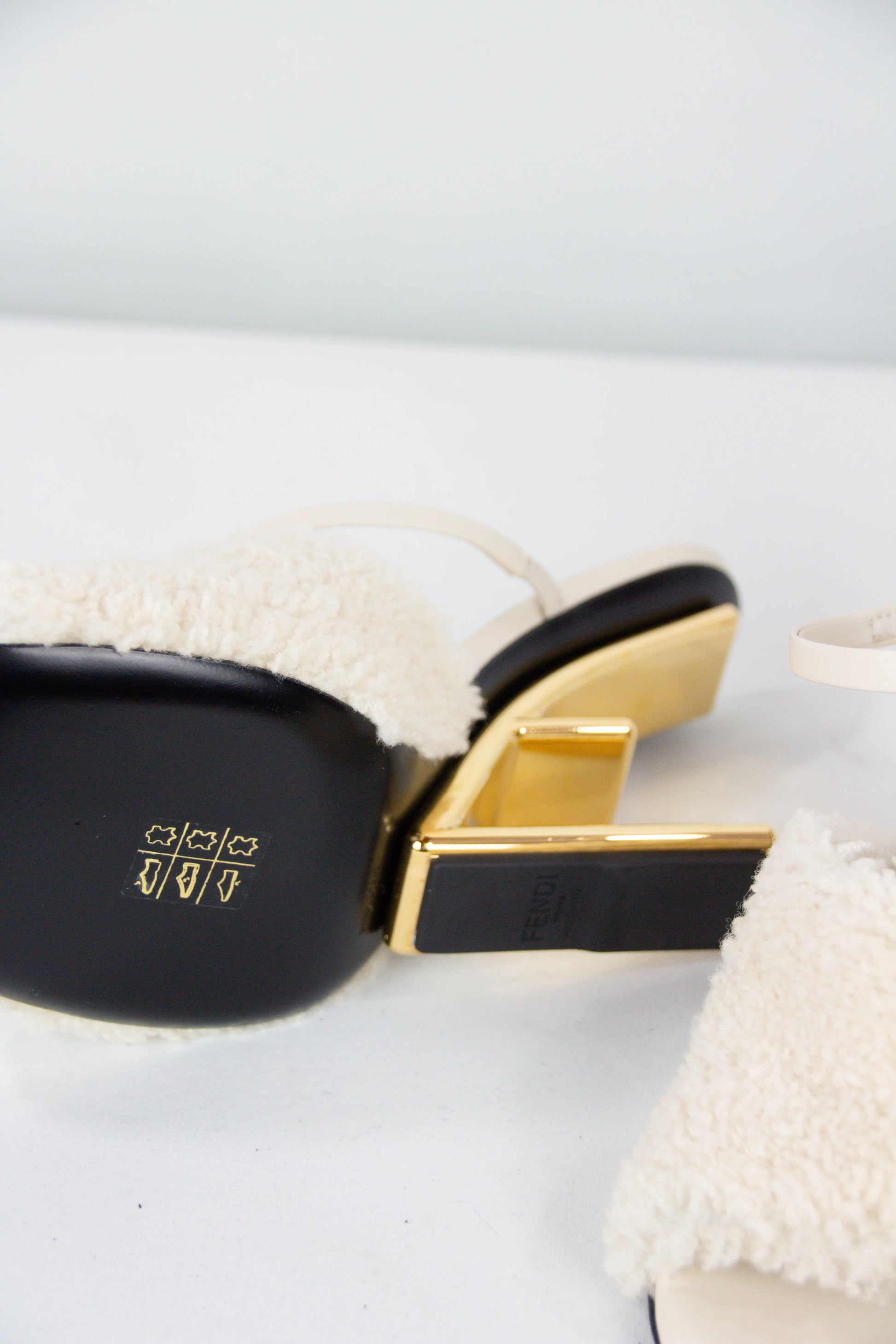 First sandals in cream shearling FW2021
