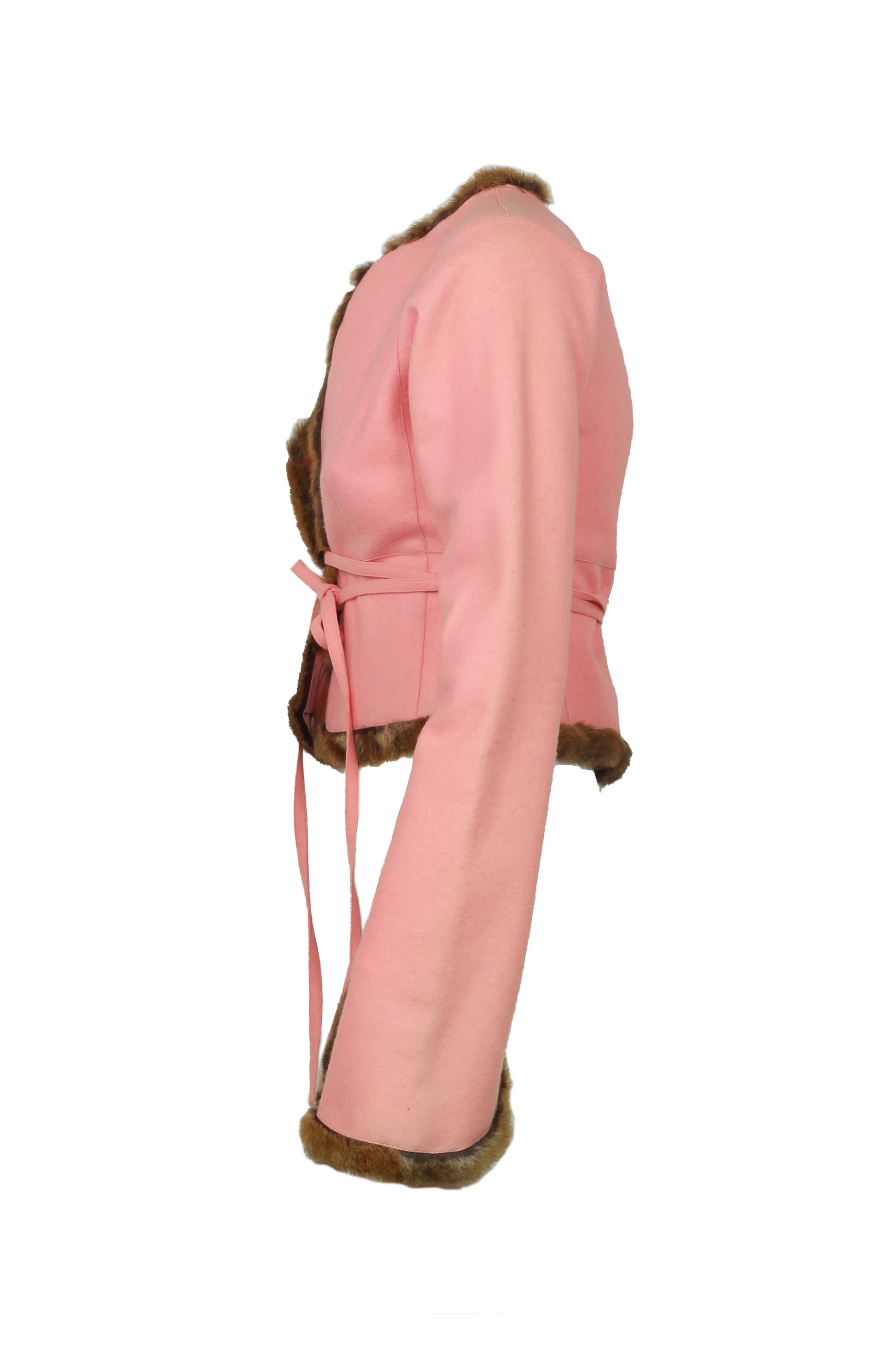 Pink Wool Jacket with Hamster Fur Trim FW1999