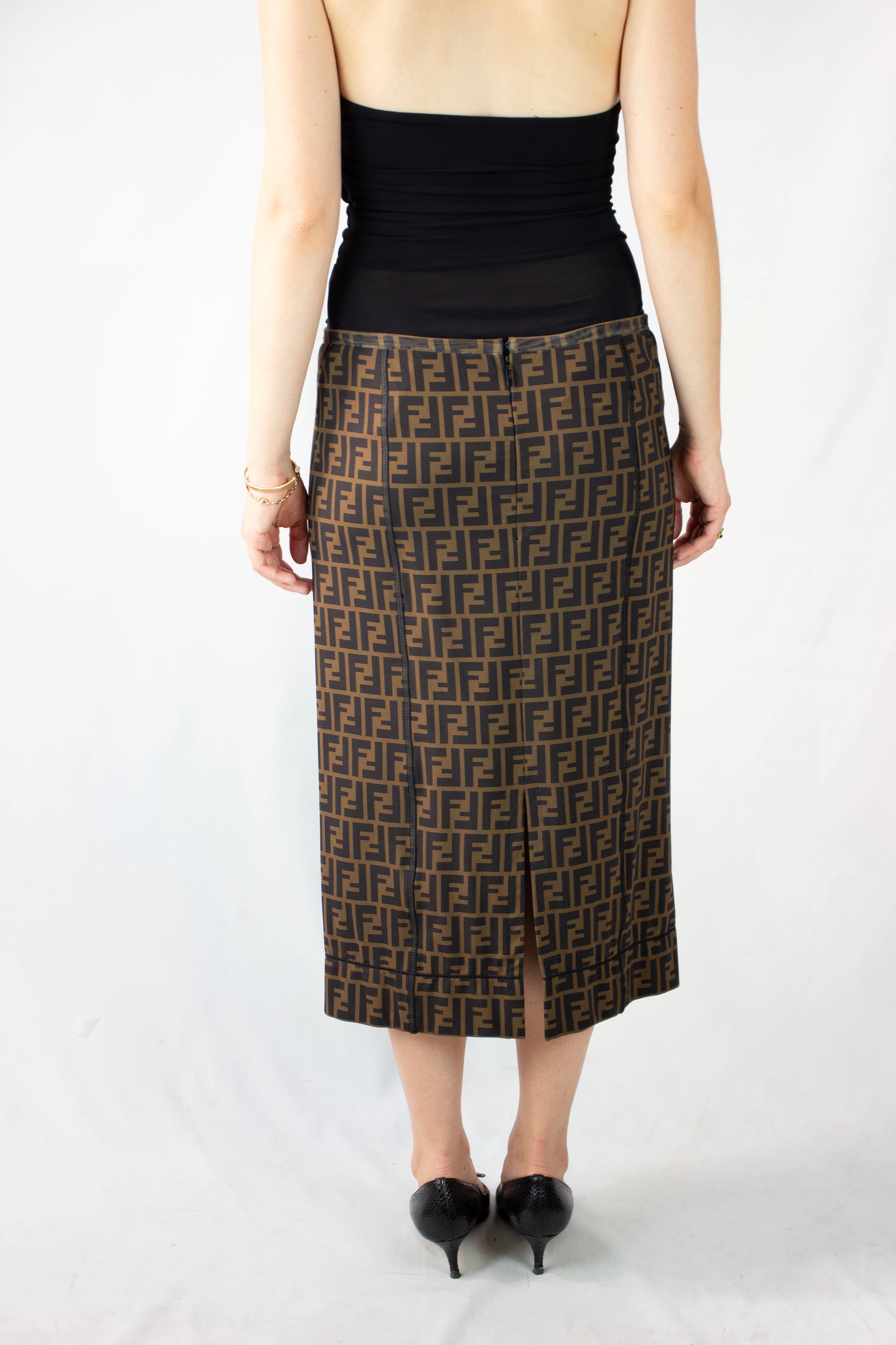 Zucca Monogram Stretch Midi Pencil Skirt