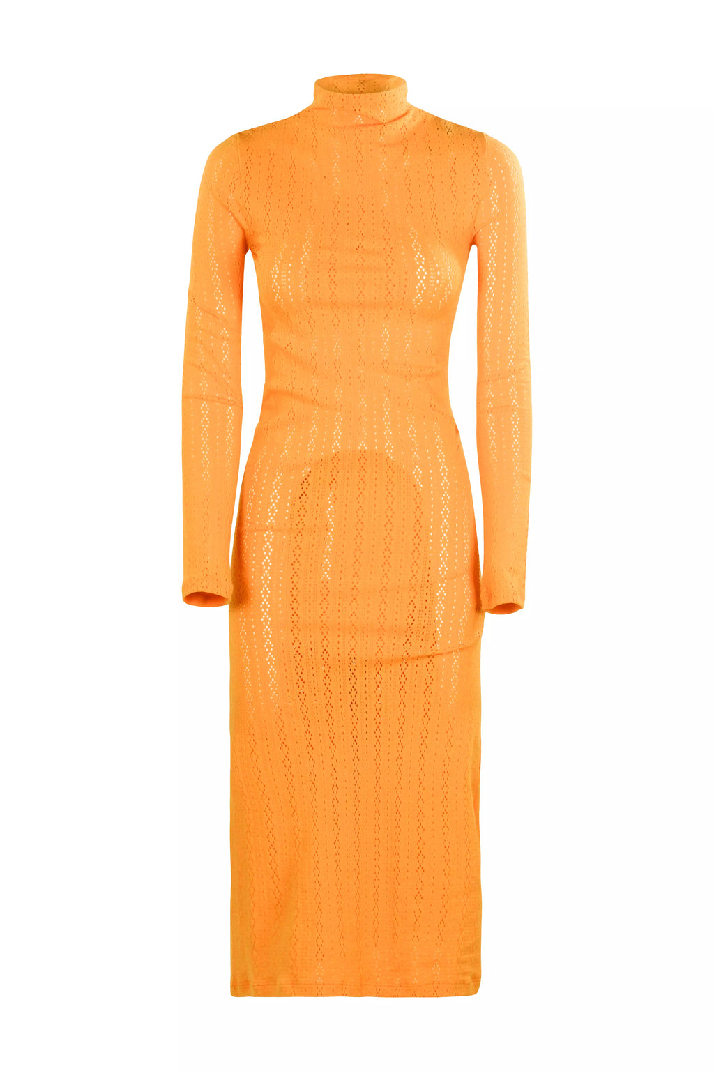 Fendi Orange Knit Long Sleeve Midi Dress