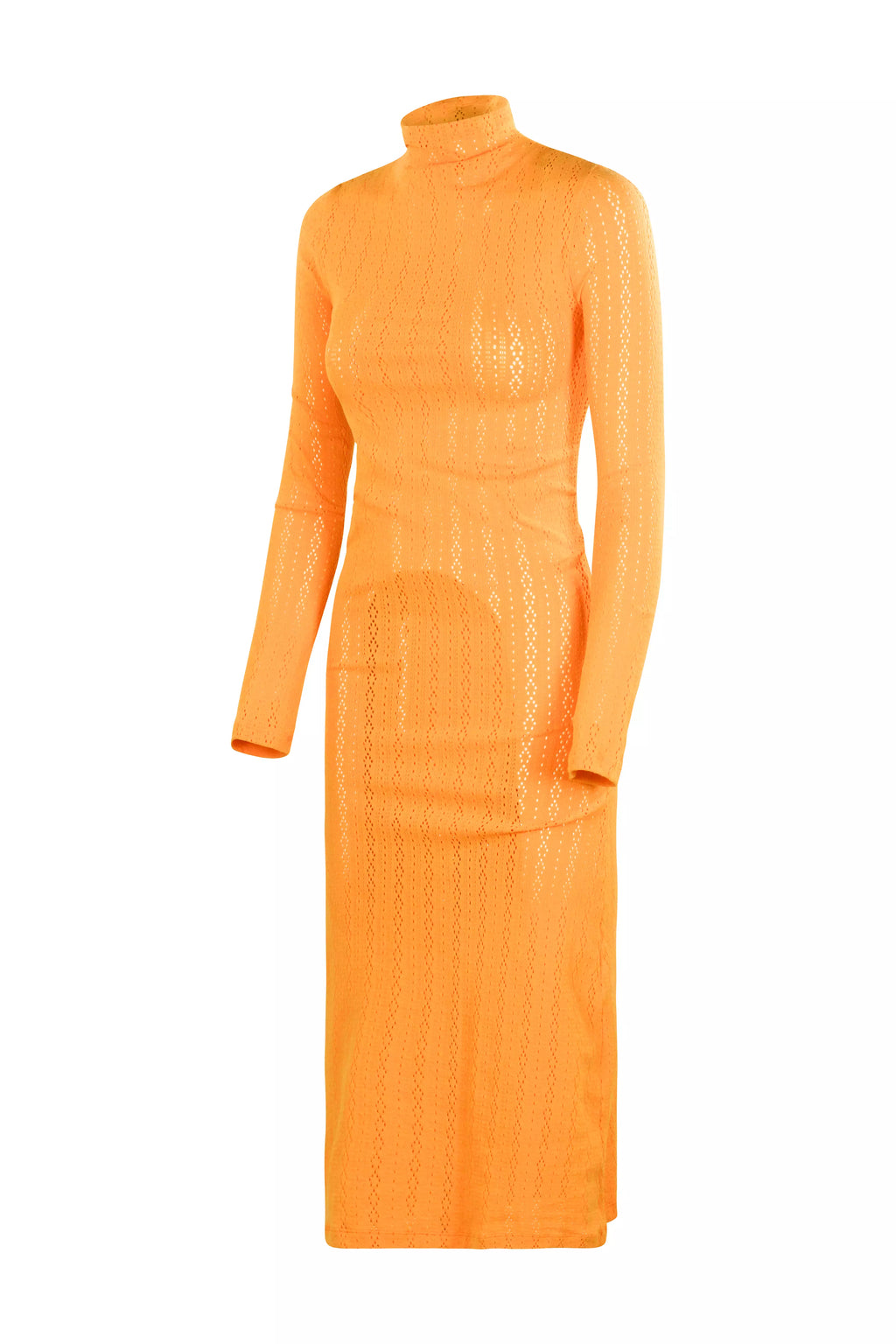 Fendi Orange Knit Long Sleeve Midi Dress