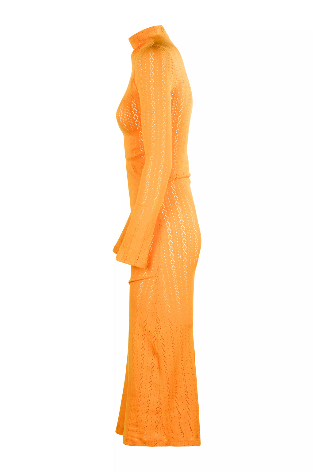 Fendi Orange Knit Long Sleeve Midi Dress