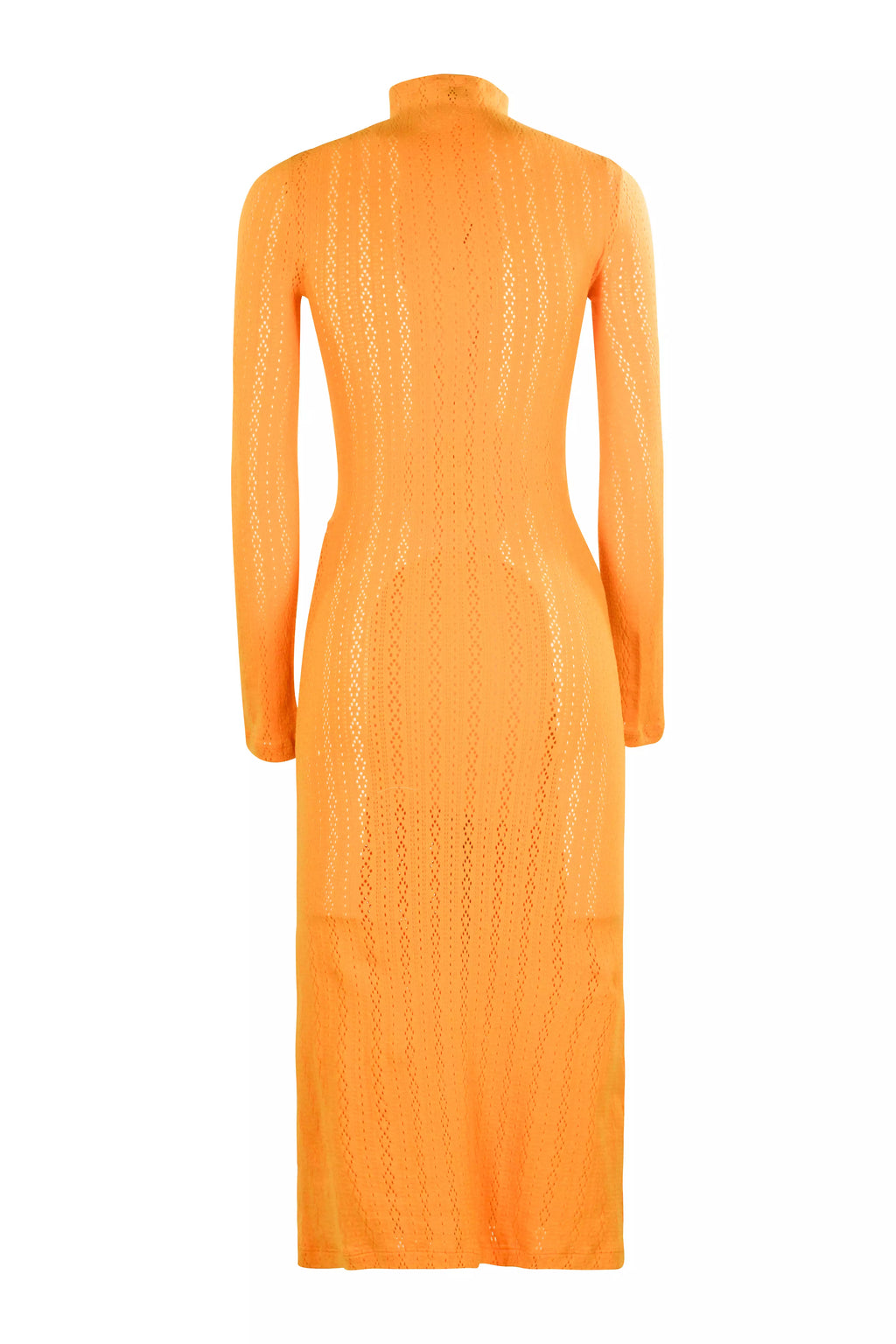 Fendi Orange Knit Long Sleeve Midi Dress