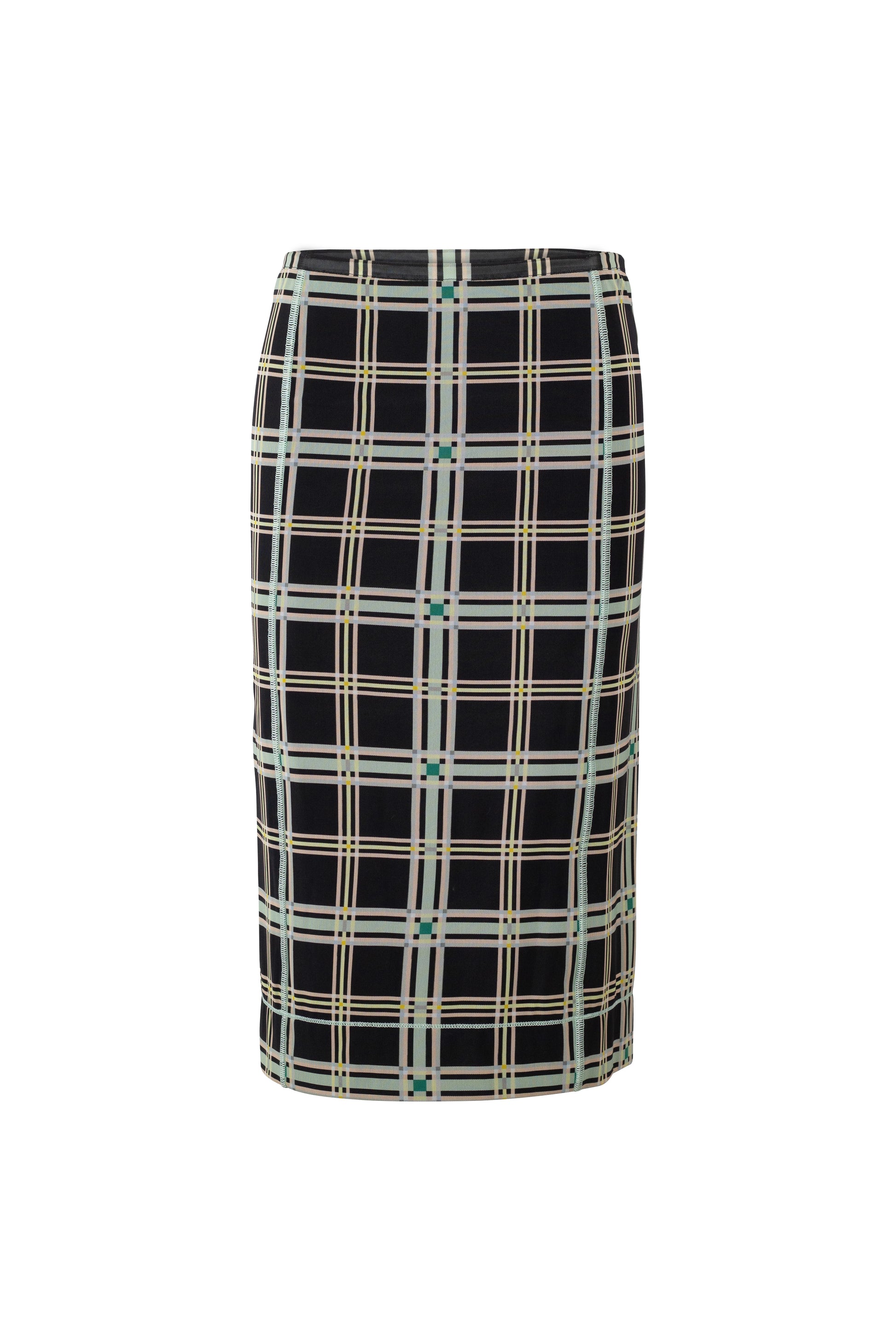 Stretch Midi Skirt with Check Pattern PreFall2018
