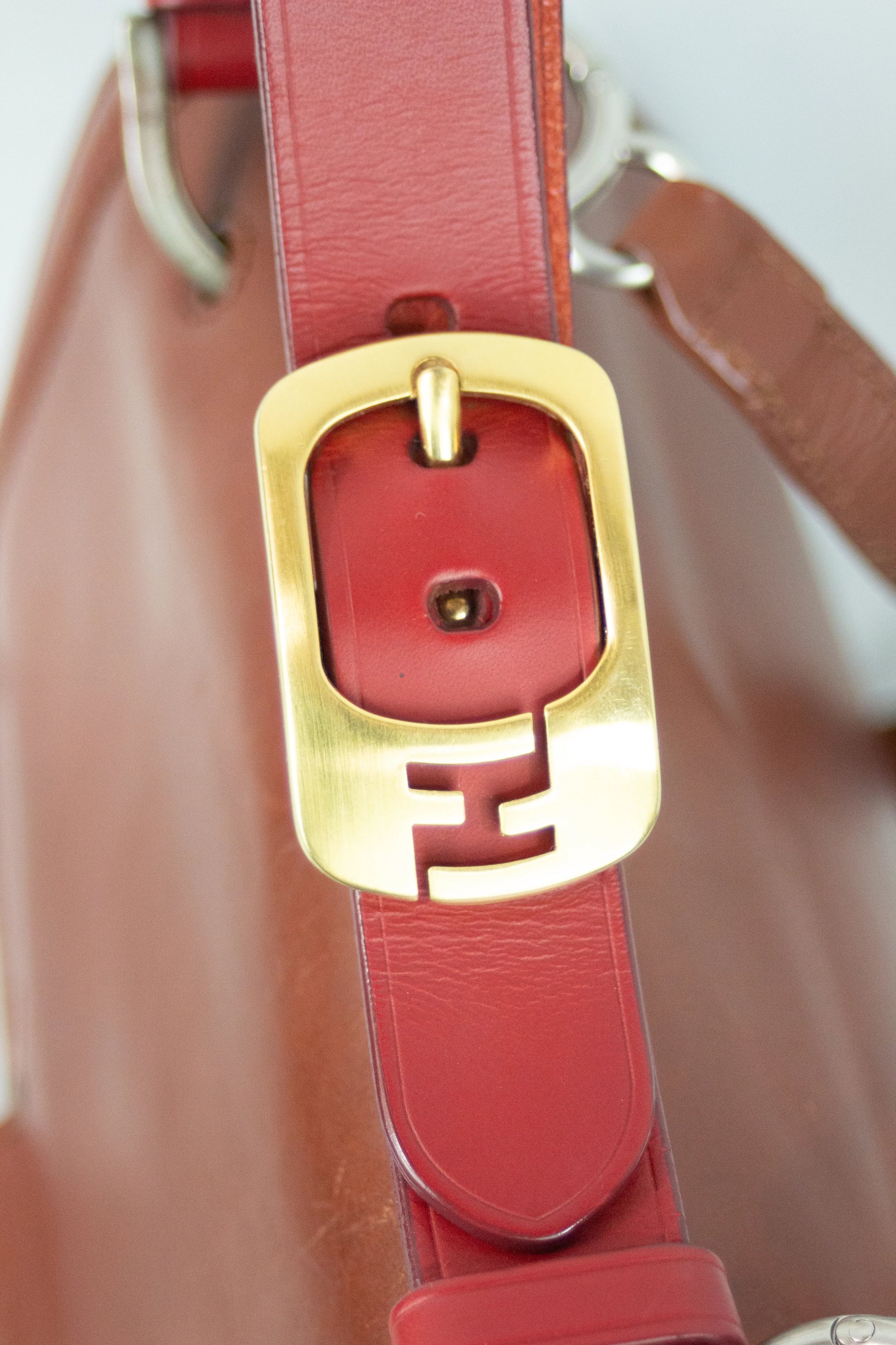 Silvana in striped canvas and tan leather