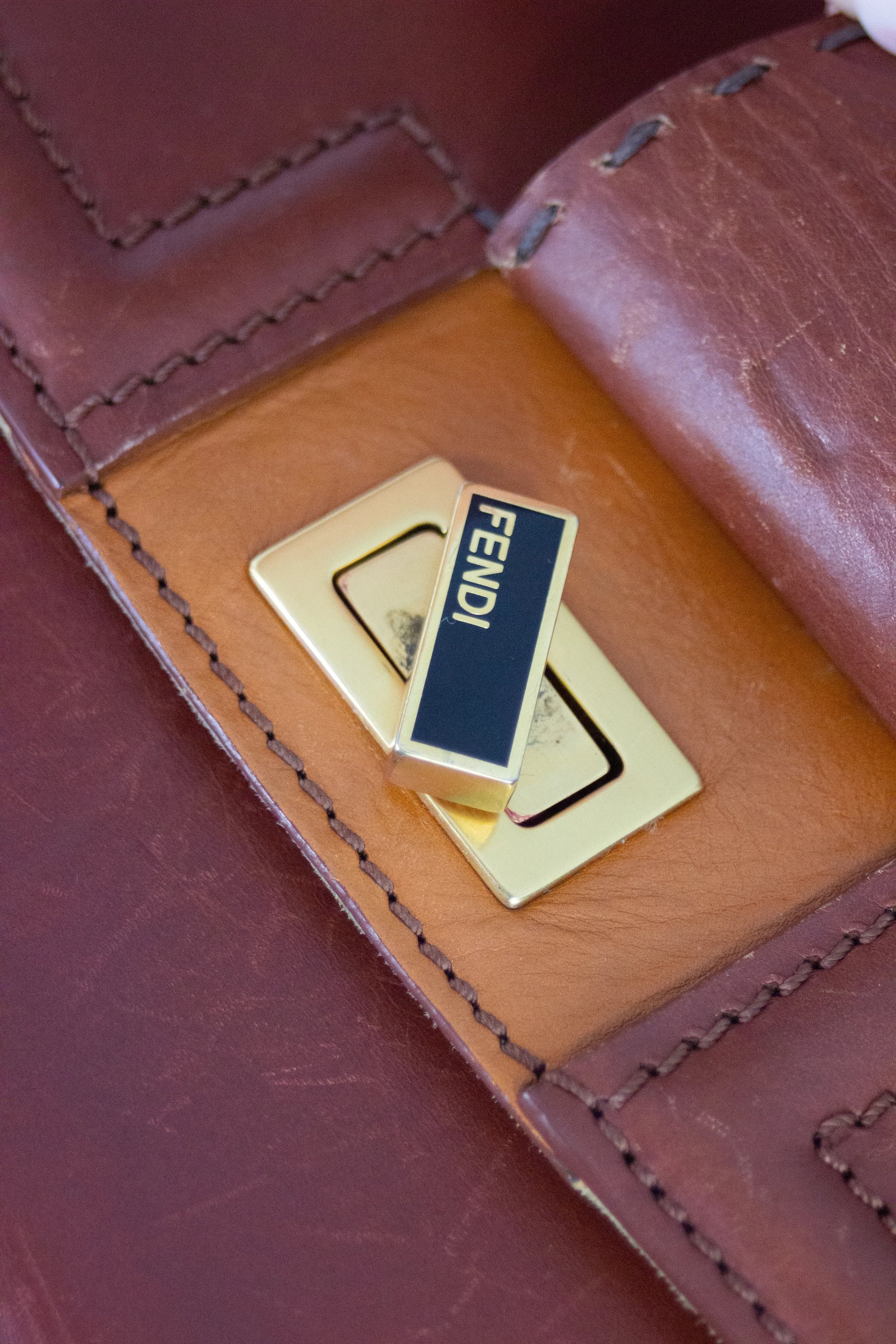Silvana in striped canvas and tan leather