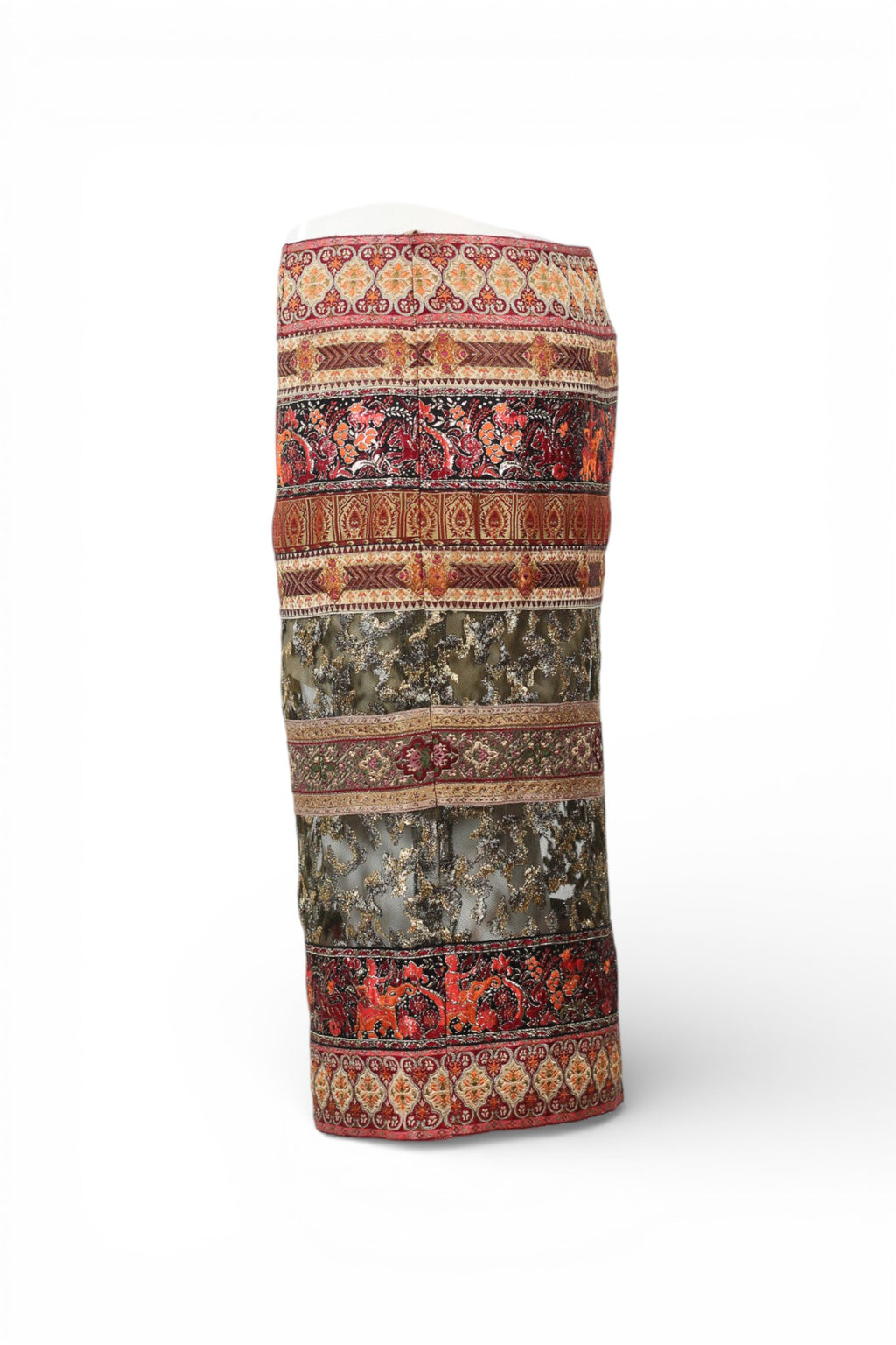 Sheer Patterned Skirt with Ethnic Motifs