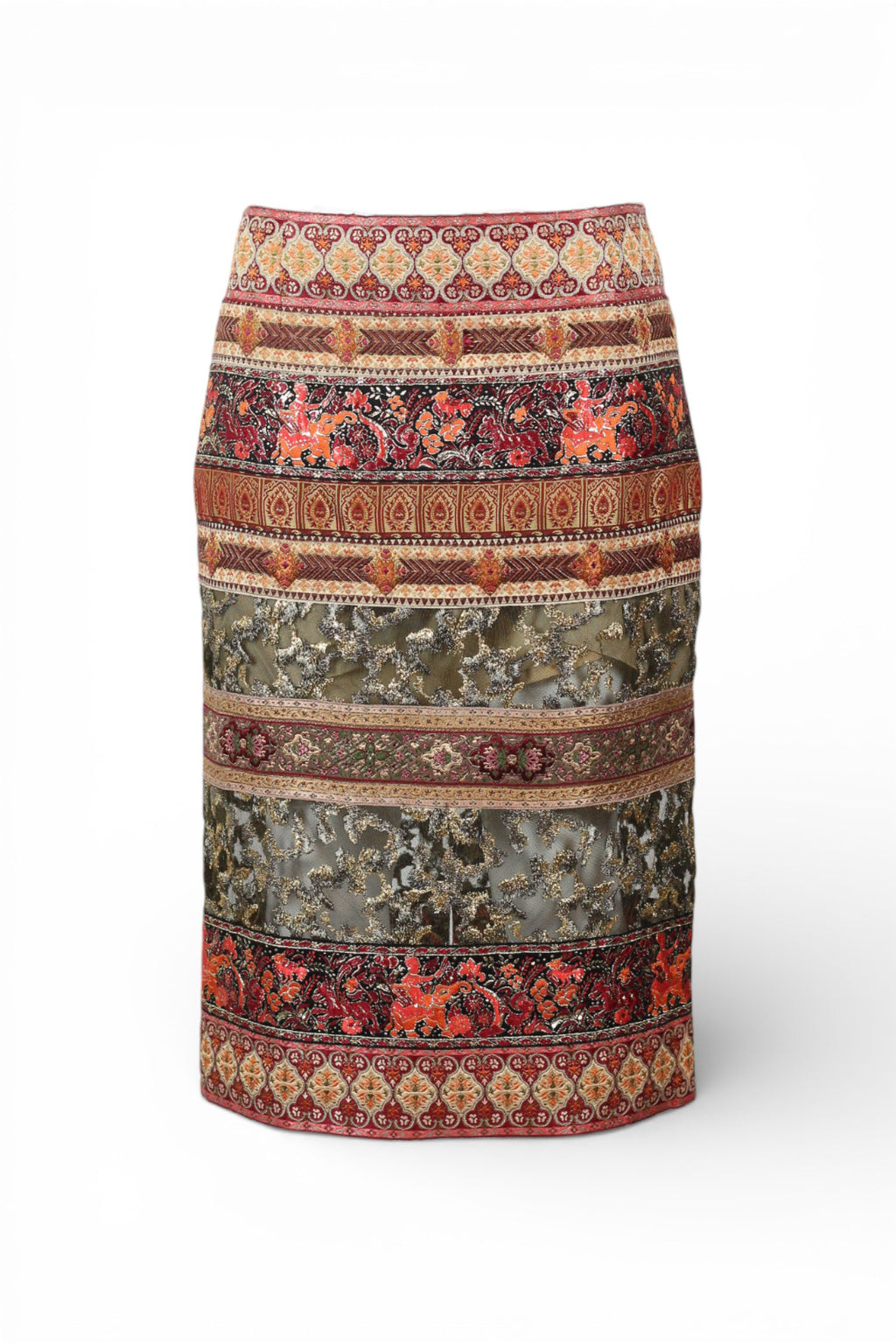Sheer Patterned Skirt with Ethnic Motifs