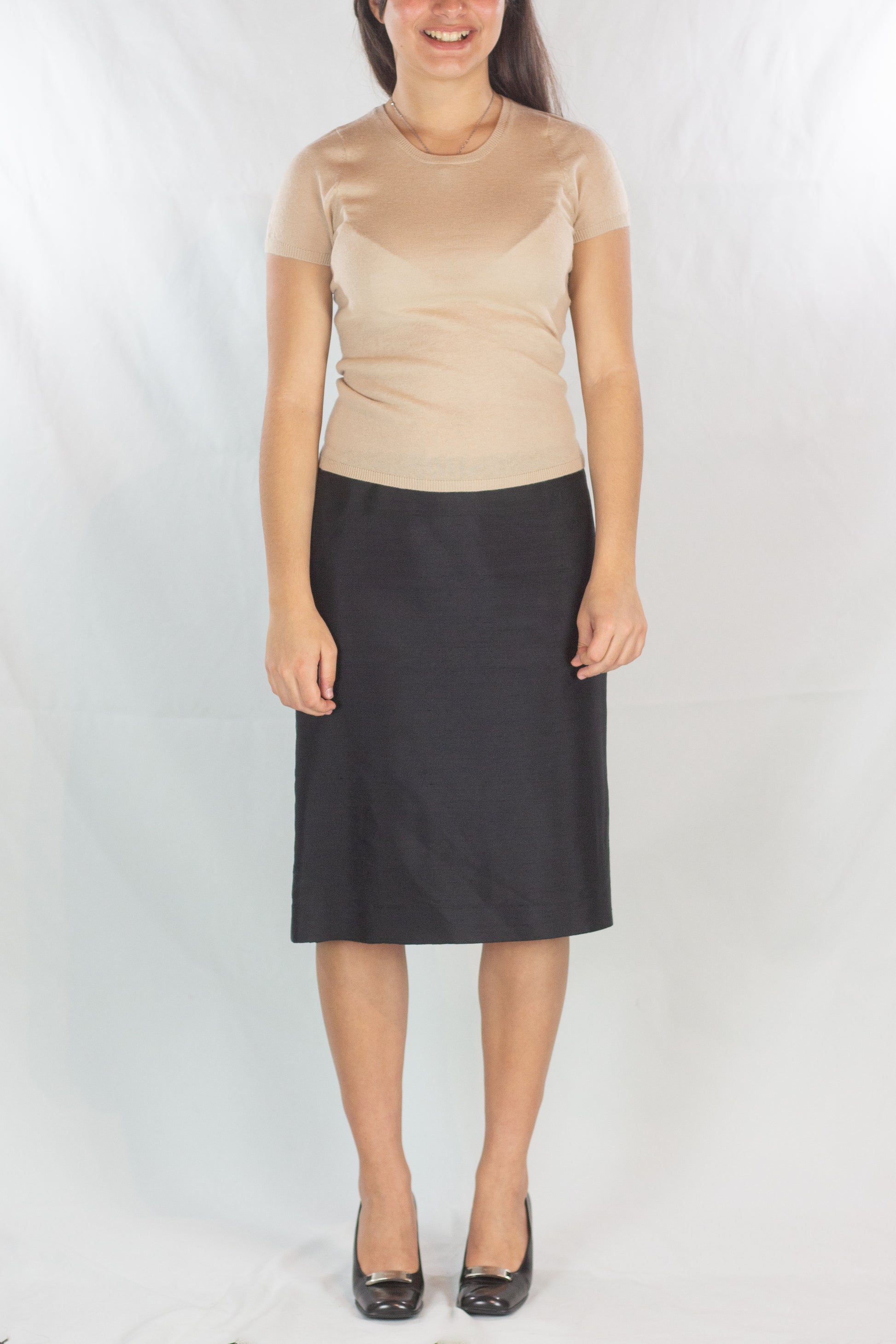 Chantung Silk Straight Skirt