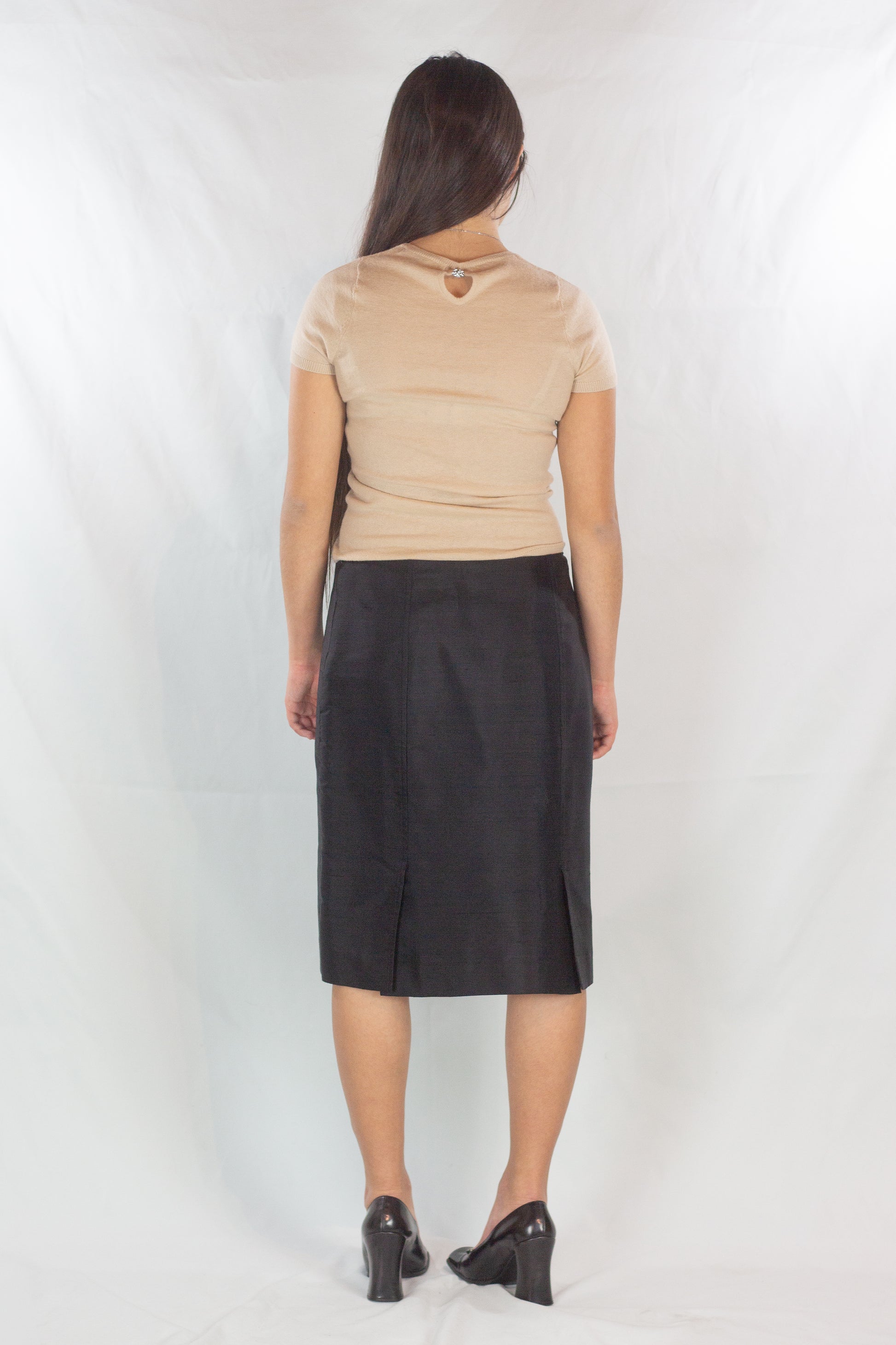 Chantung Silk Straight Skirt