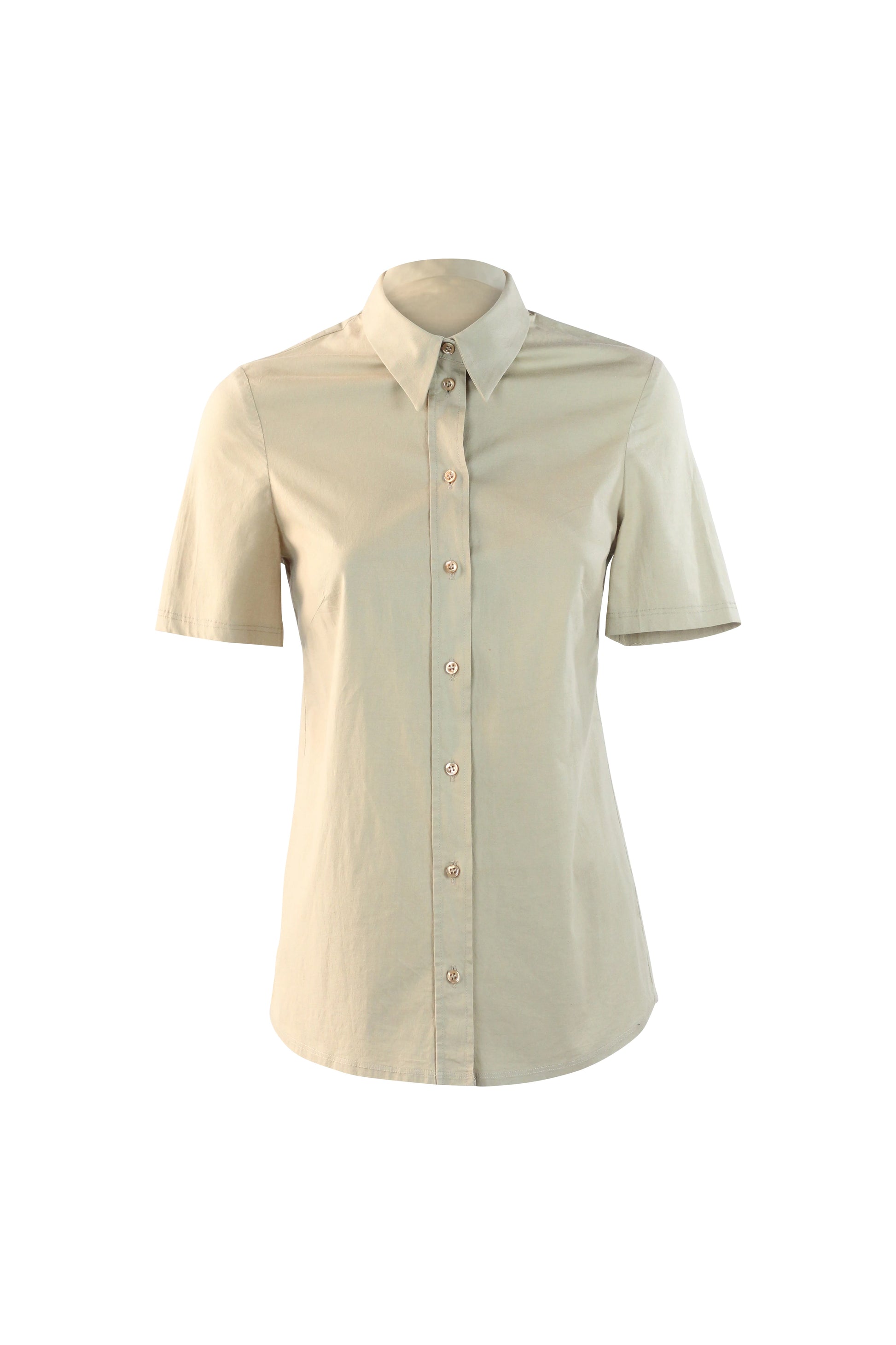 Beige Cotton Short-Sleeve shirt