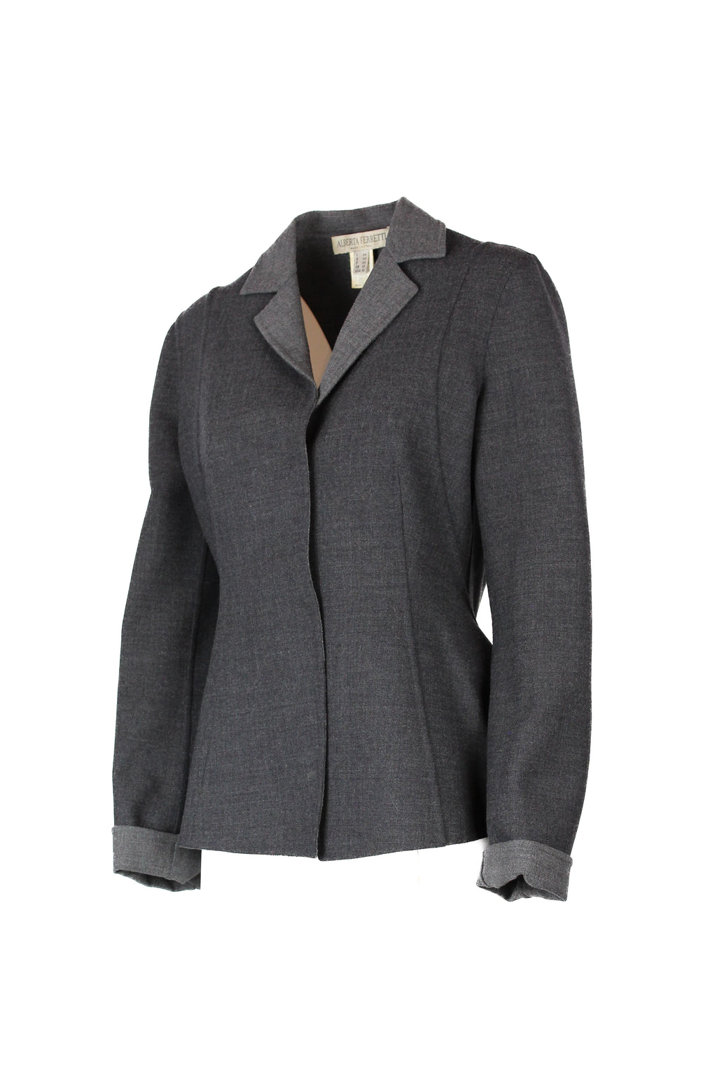 Two-Tone Grey Wool Fitted Blazer