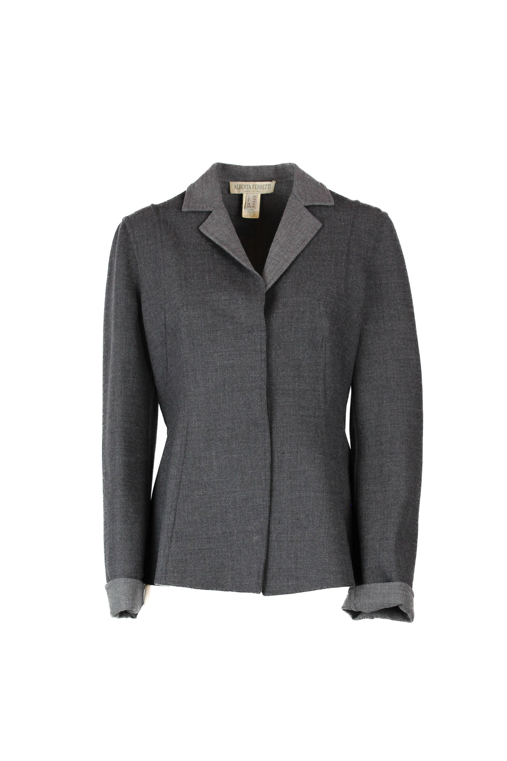Two-Tone Grey Wool Fitted Blazer