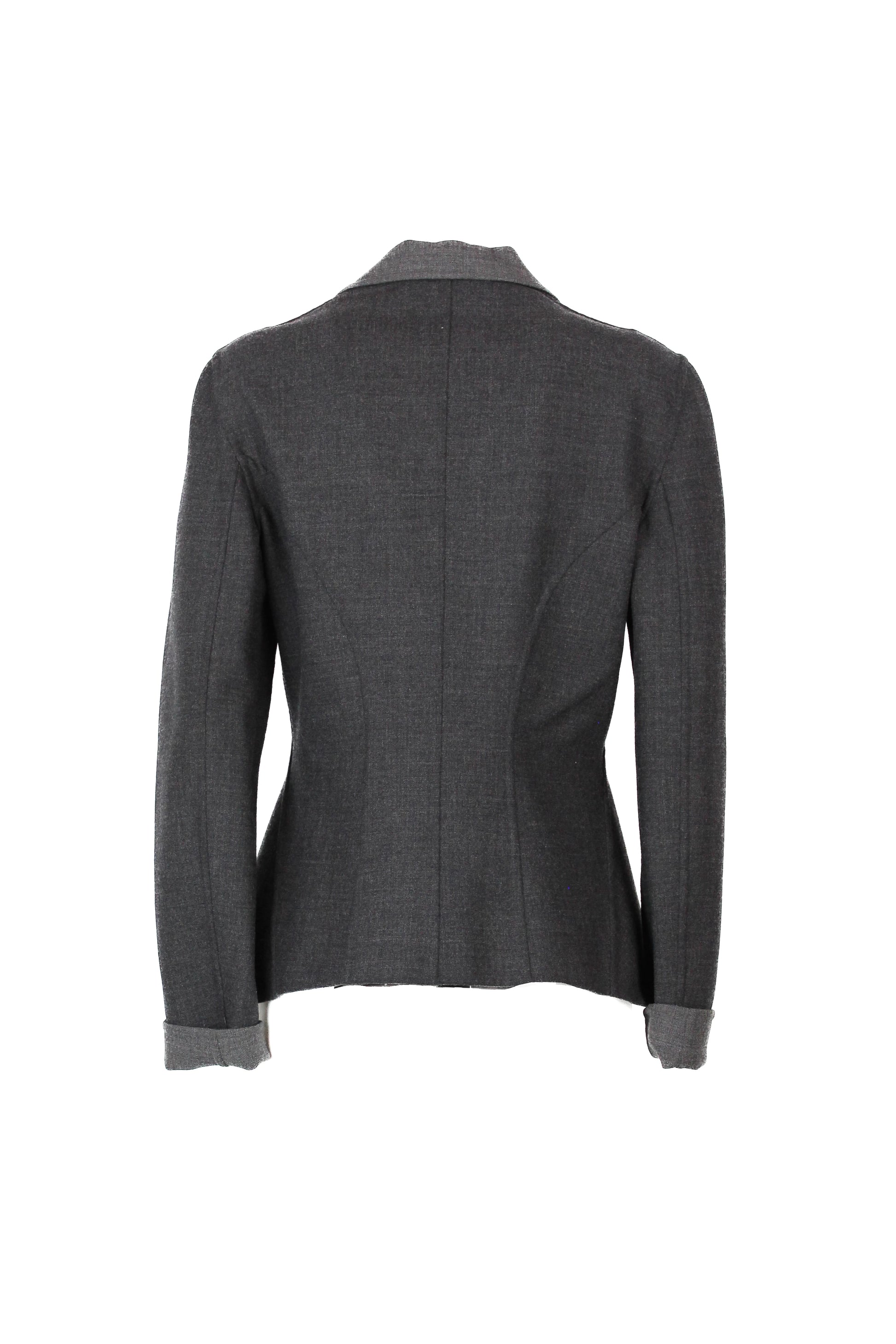 Two-Tone Grey Wool Fitted Blazer
