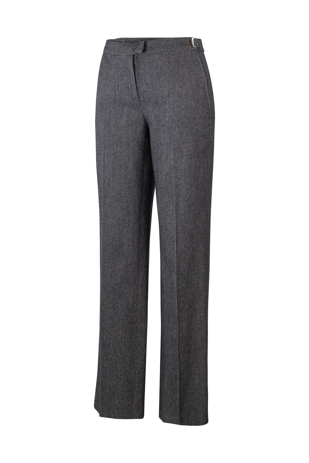Wool High-Waisted Trousers with Buckle Waistband
