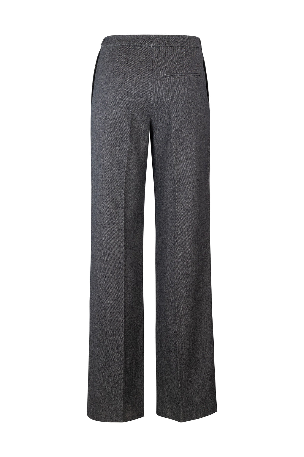 Wool High-Waisted Trousers with Buckle Waistband