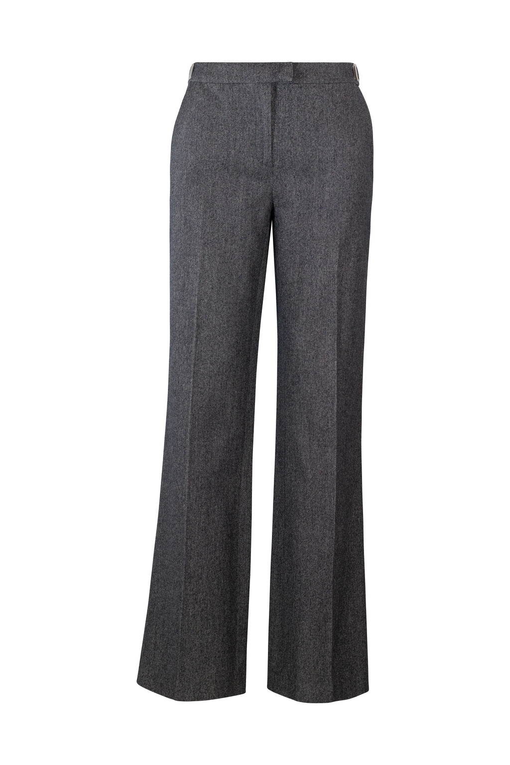 Wool High-Waisted Trousers with Buckle Waistband