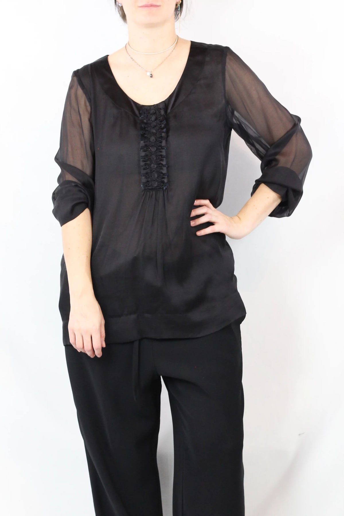 Silk Sheer Blouse Black