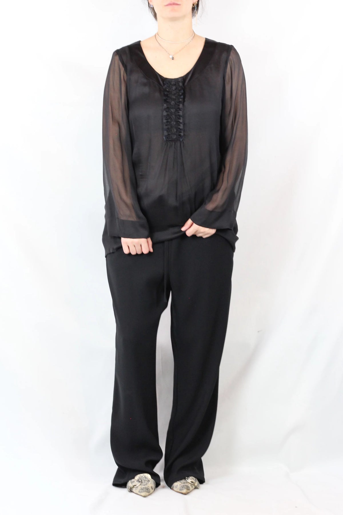 Silk Sheer Blouse Black