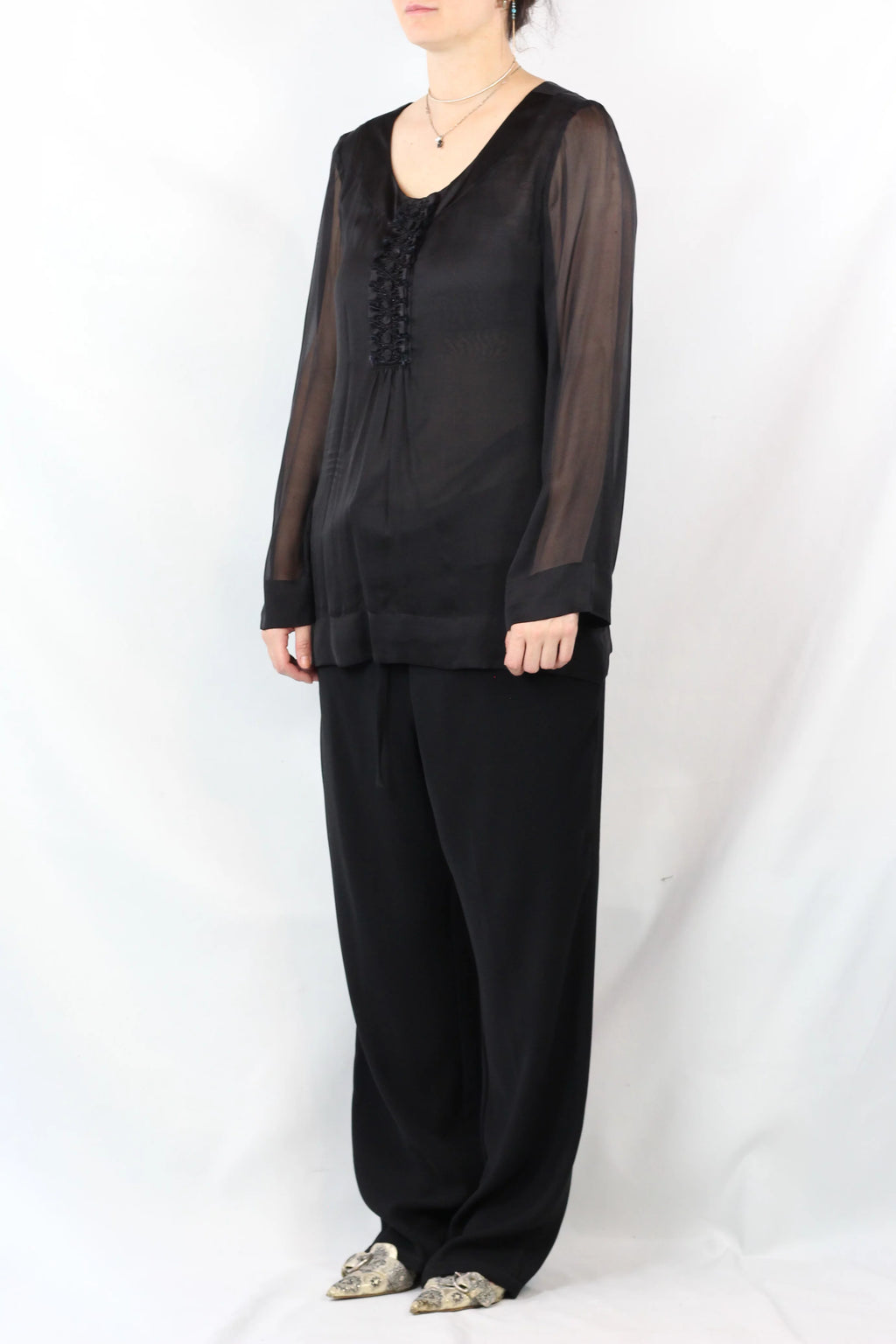 Silk Sheer Blouse Black