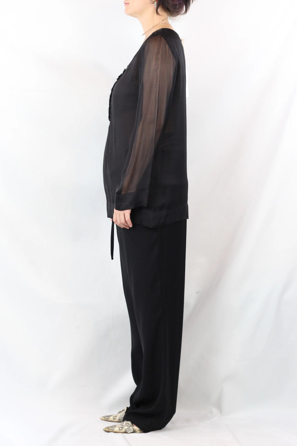 Silk Sheer Blouse Black