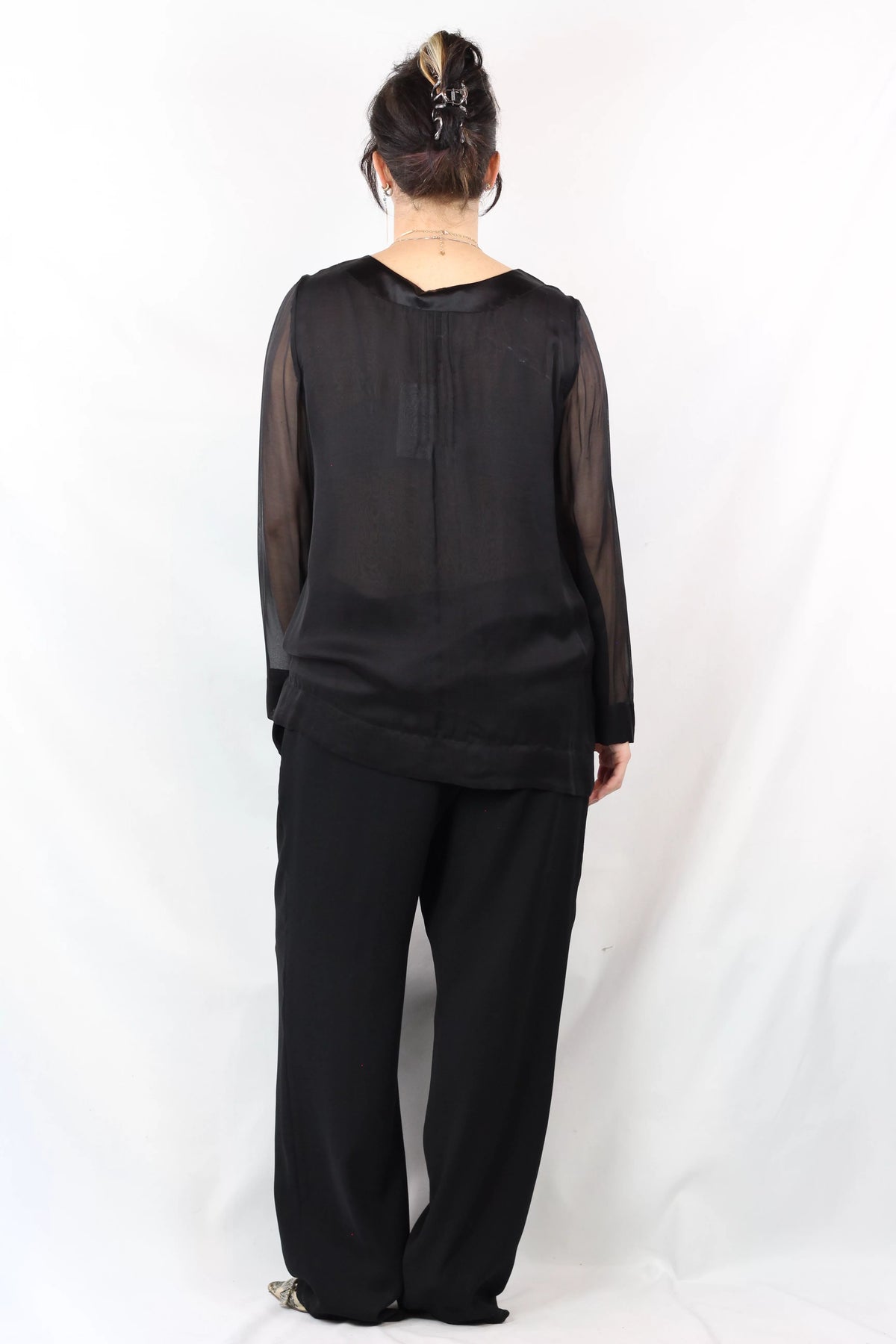 Silk Sheer Blouse Black