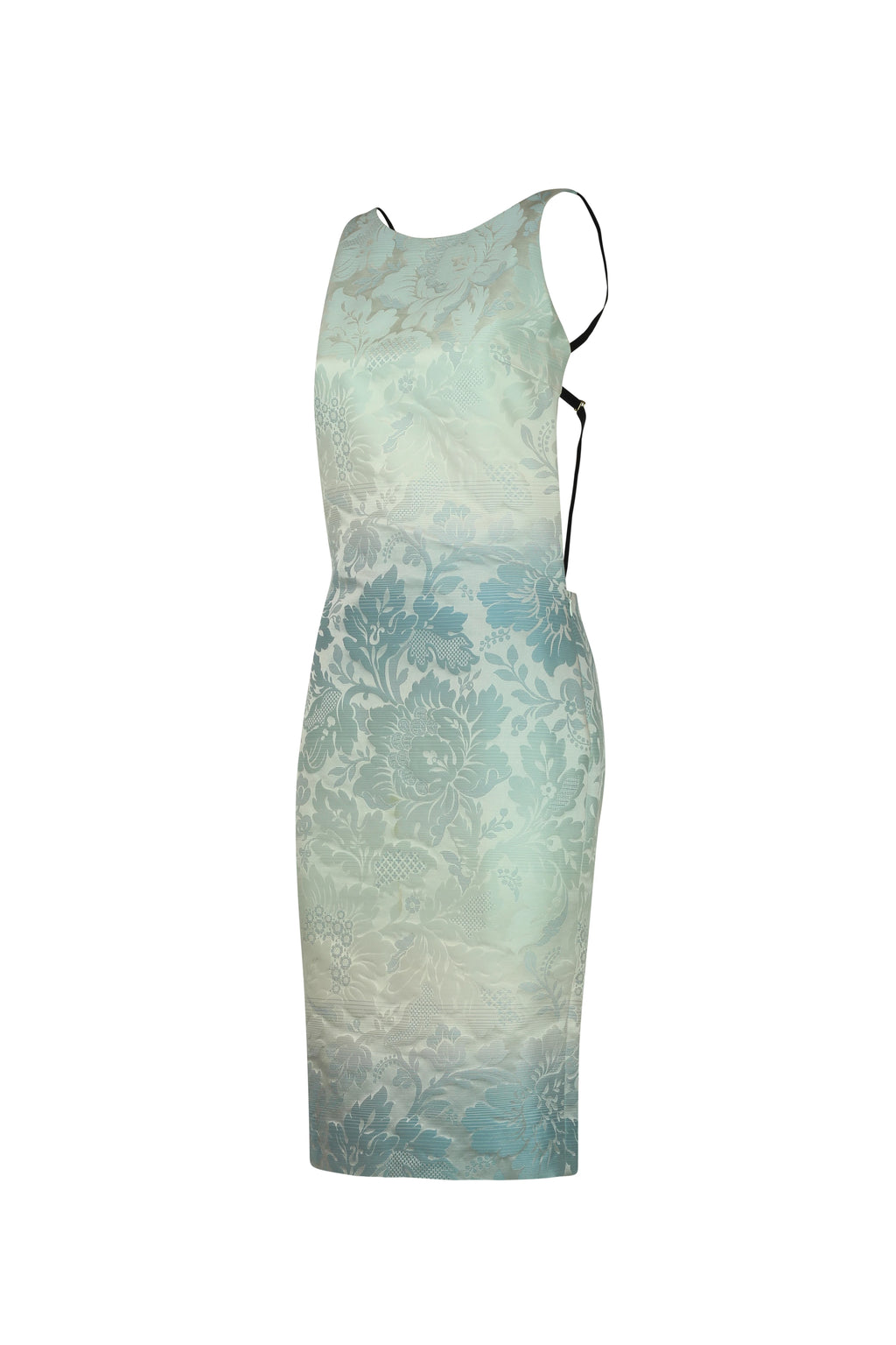 Light Blue Textured Backless Dress with Harness Detail SS2011