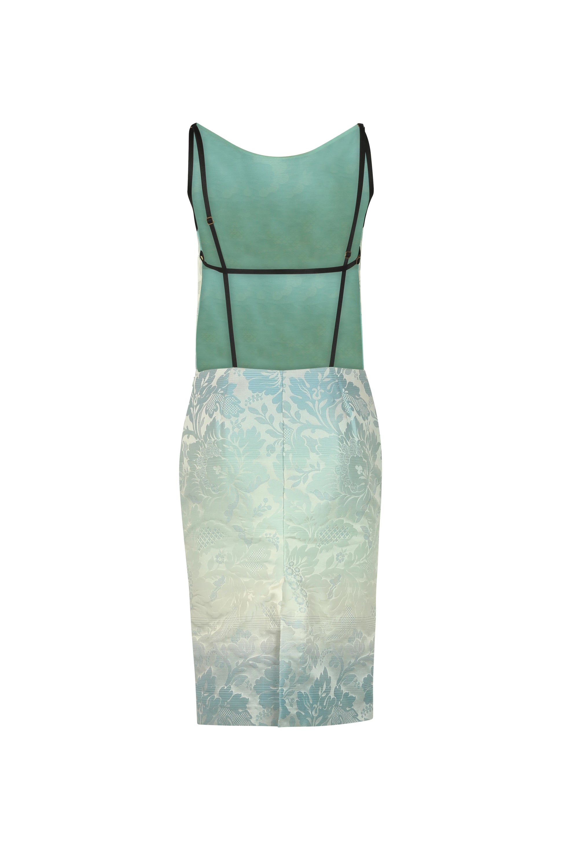 Light Blue Textured Backless Dress with Harness Detail SS2011